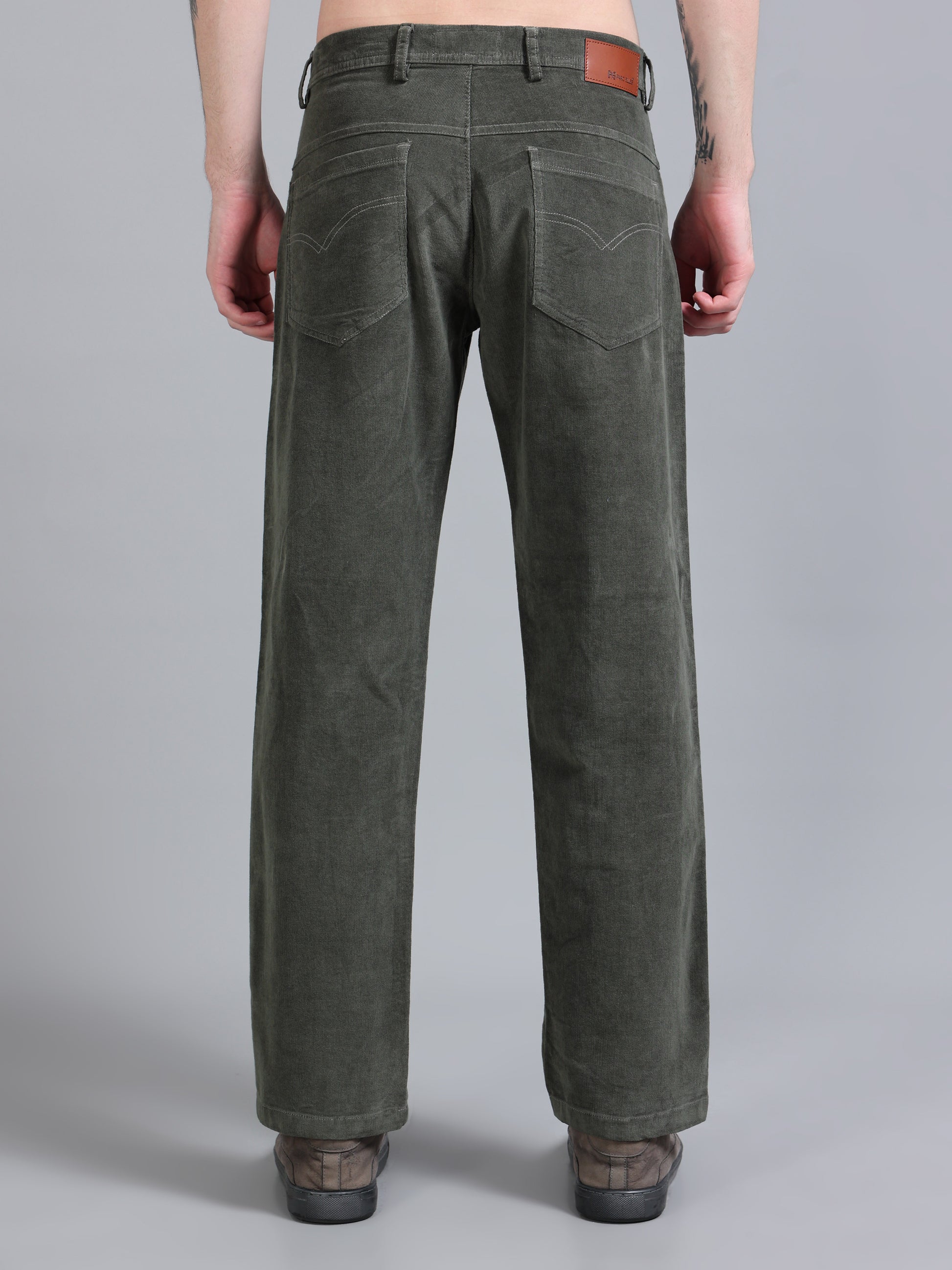  Olive Green Corduroy Trousers For Men