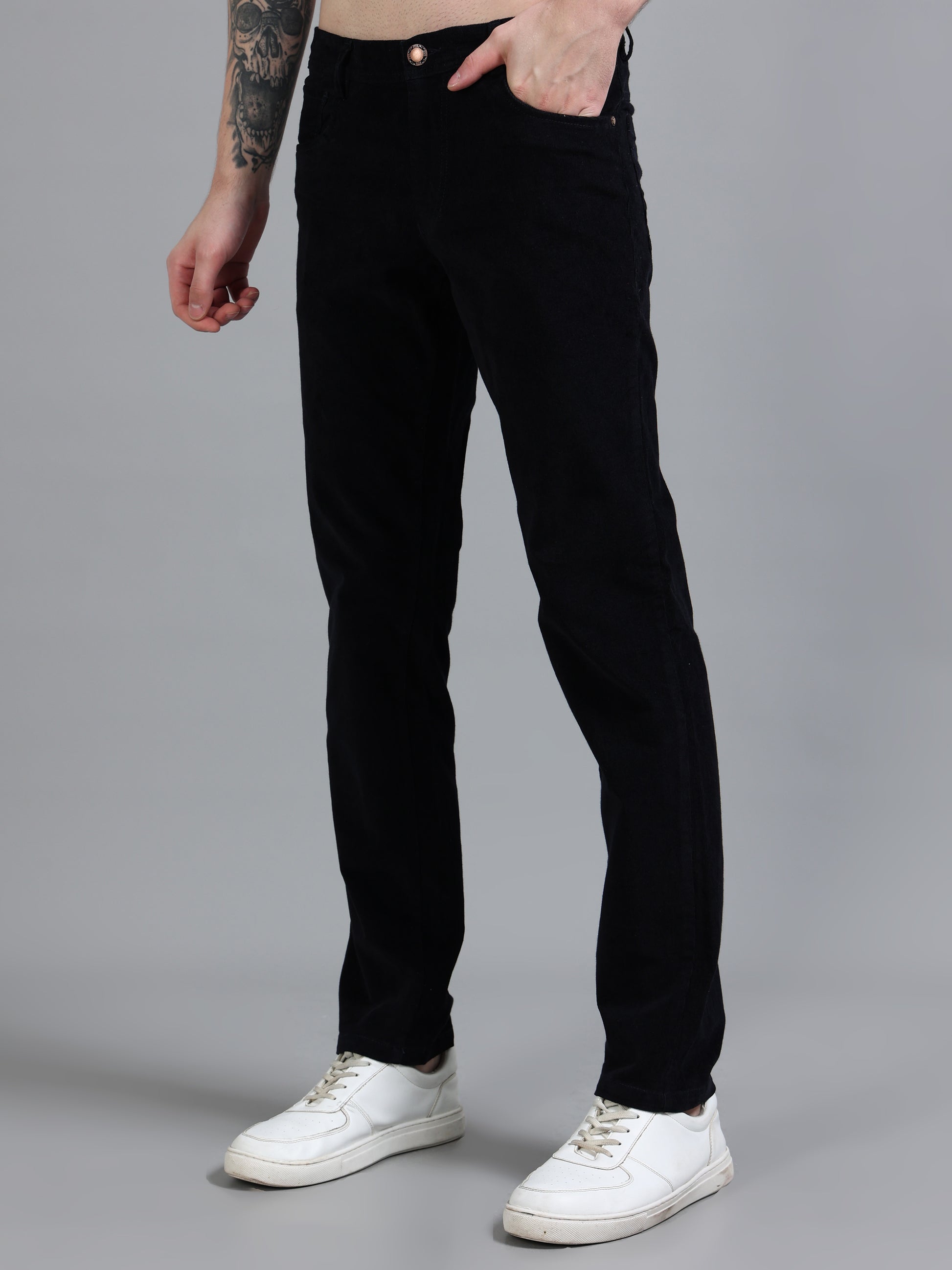 Black Corduroy Trousers for Mens