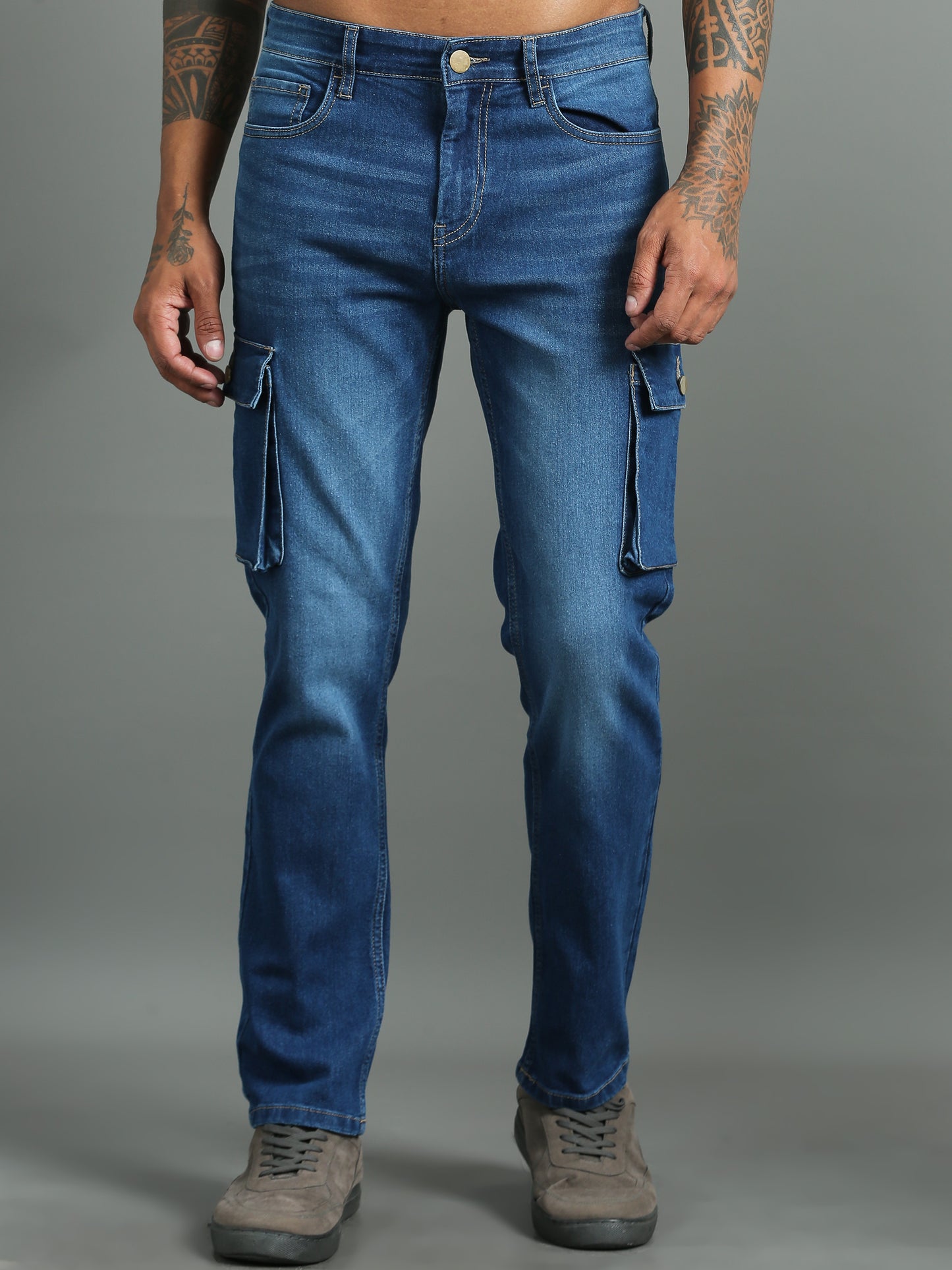 Shadow Light blue cargo jeans​ for men