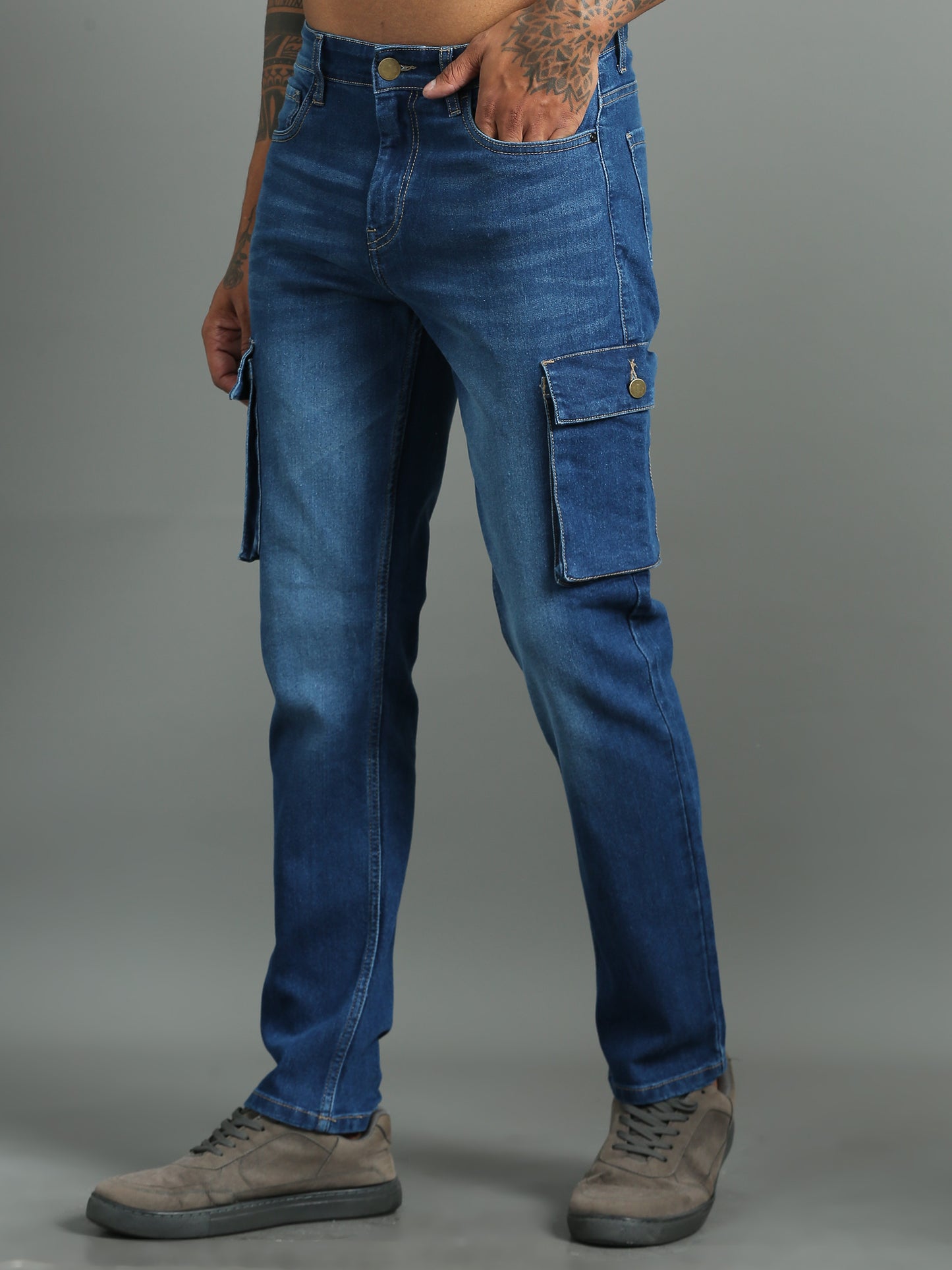 Shadow Light blue cargo jeans​ for men