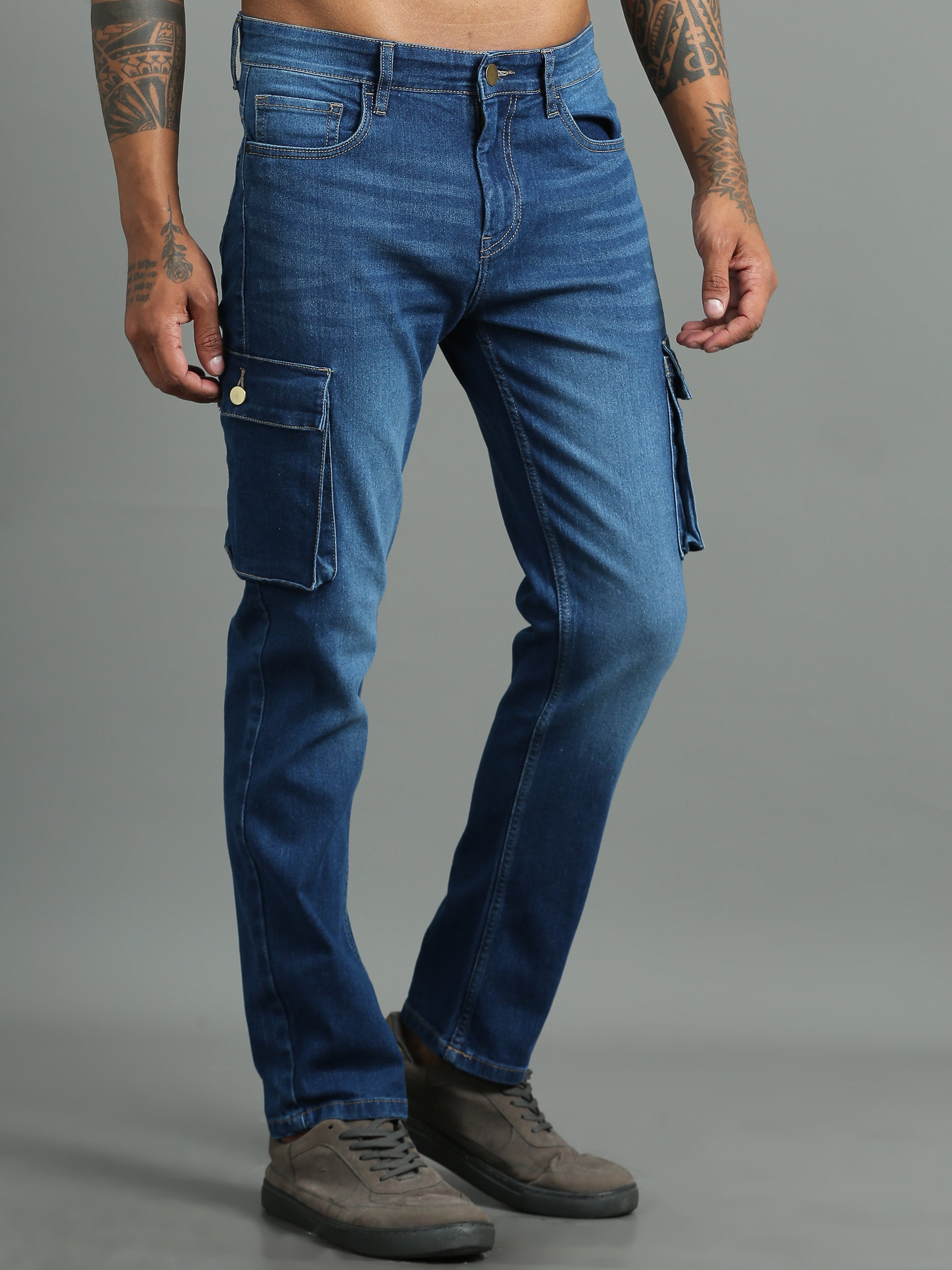 Shadow Light blue cargo jeans​ for men