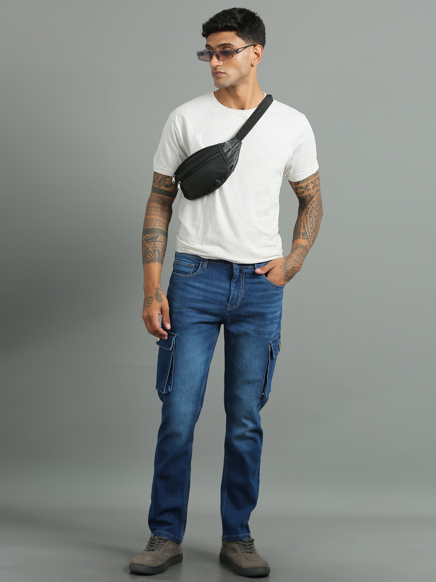 Shadow Light blue cargo jeans​ for men