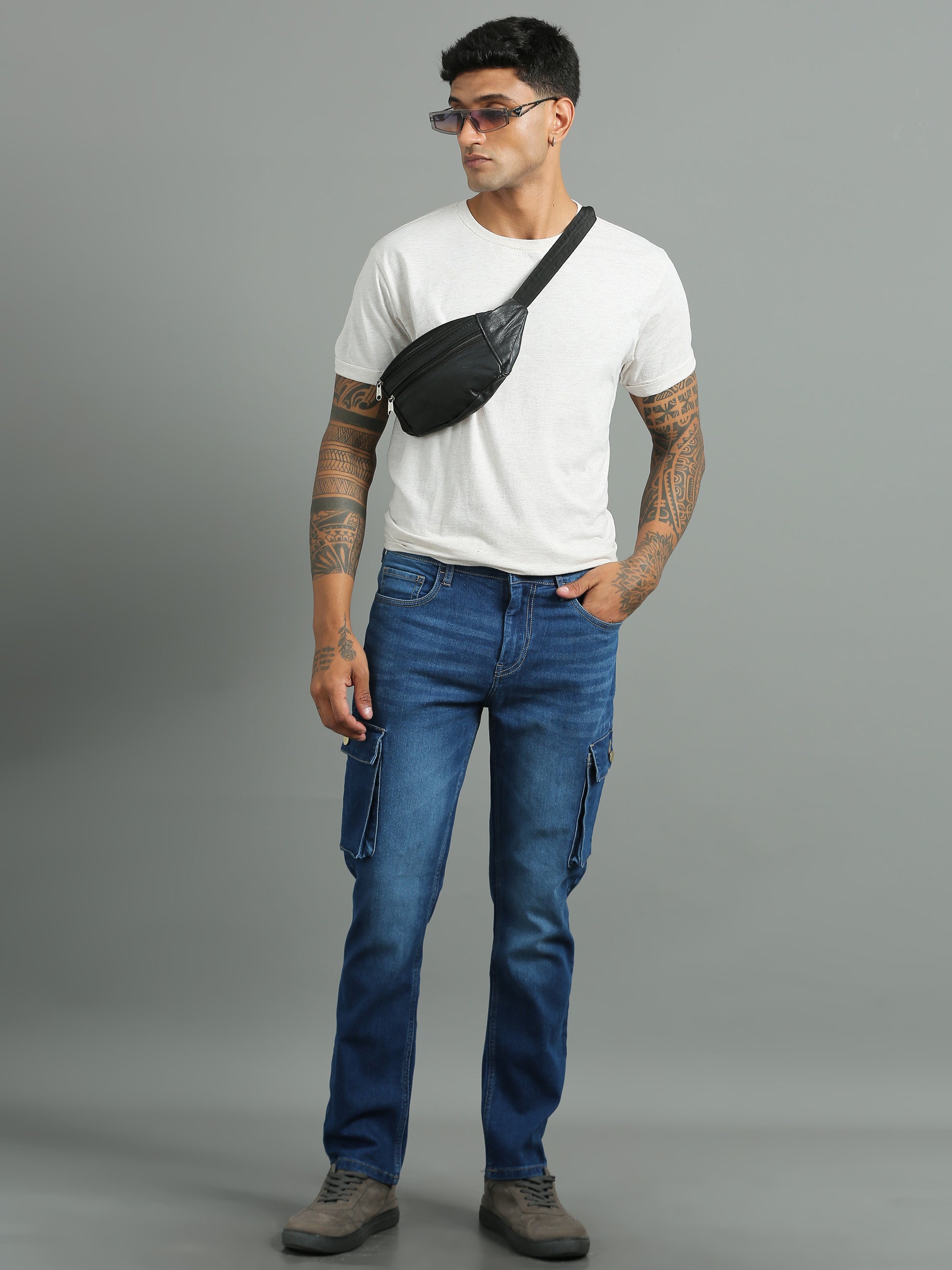 Shadow Light blue cargo jeans​ for men