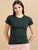 Crew Neck Women Solid T-Shirt - Dark Green