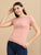 Crew Neck Women Solid T-Shirt - Light Pink