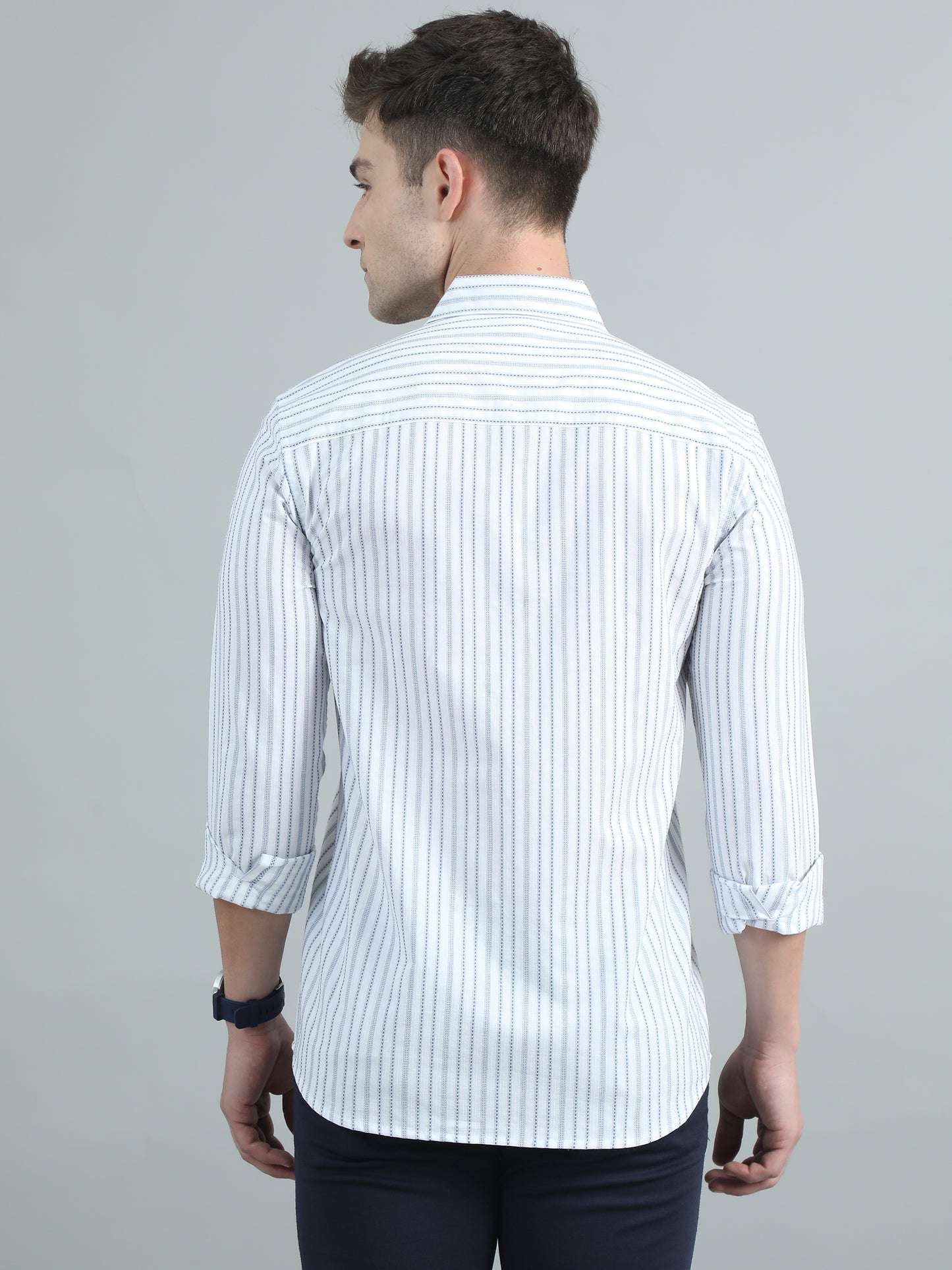  Sky Blue Striped Shirt For Men 