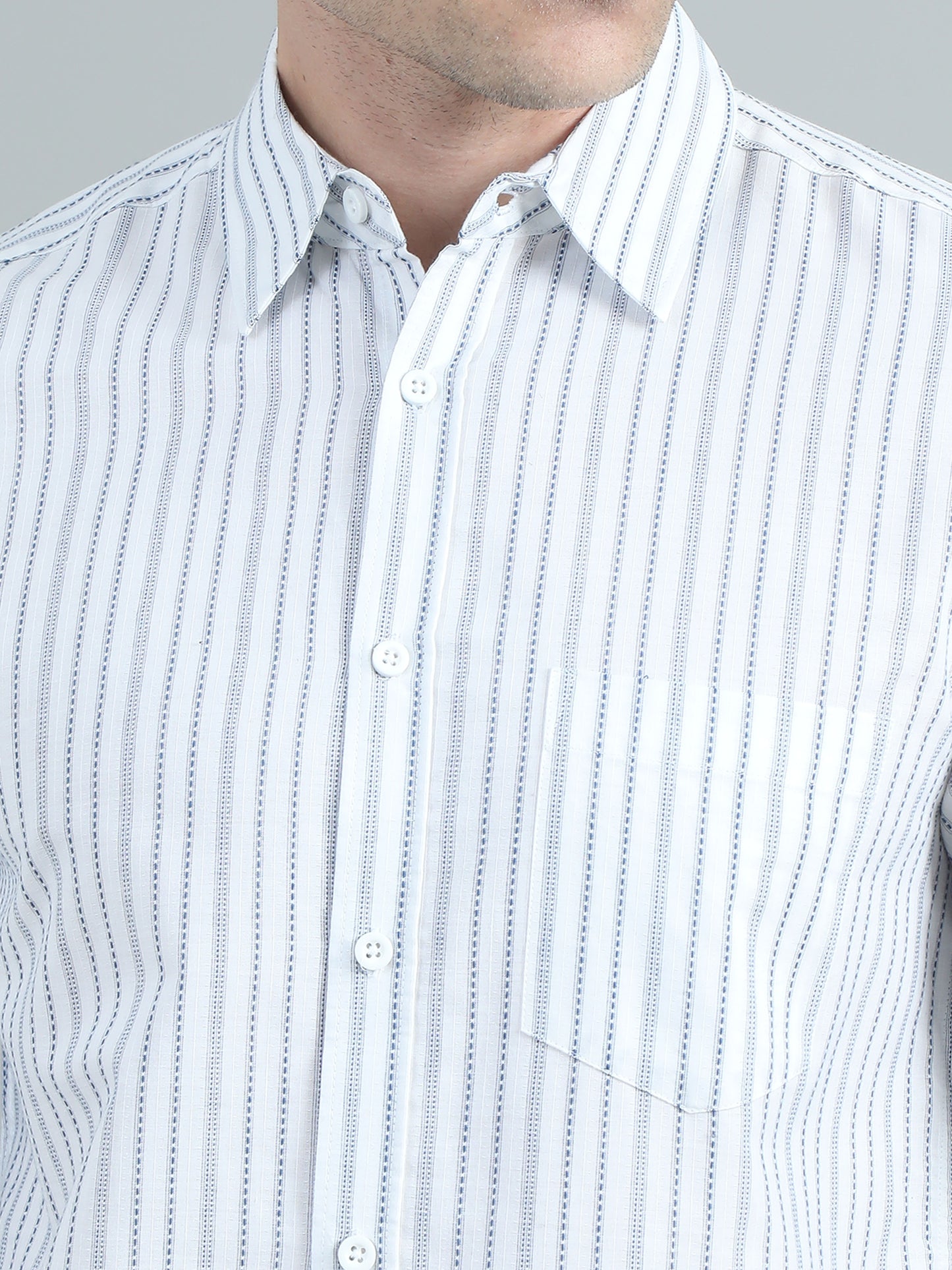  Sky Blue Striped Shirt For Men 