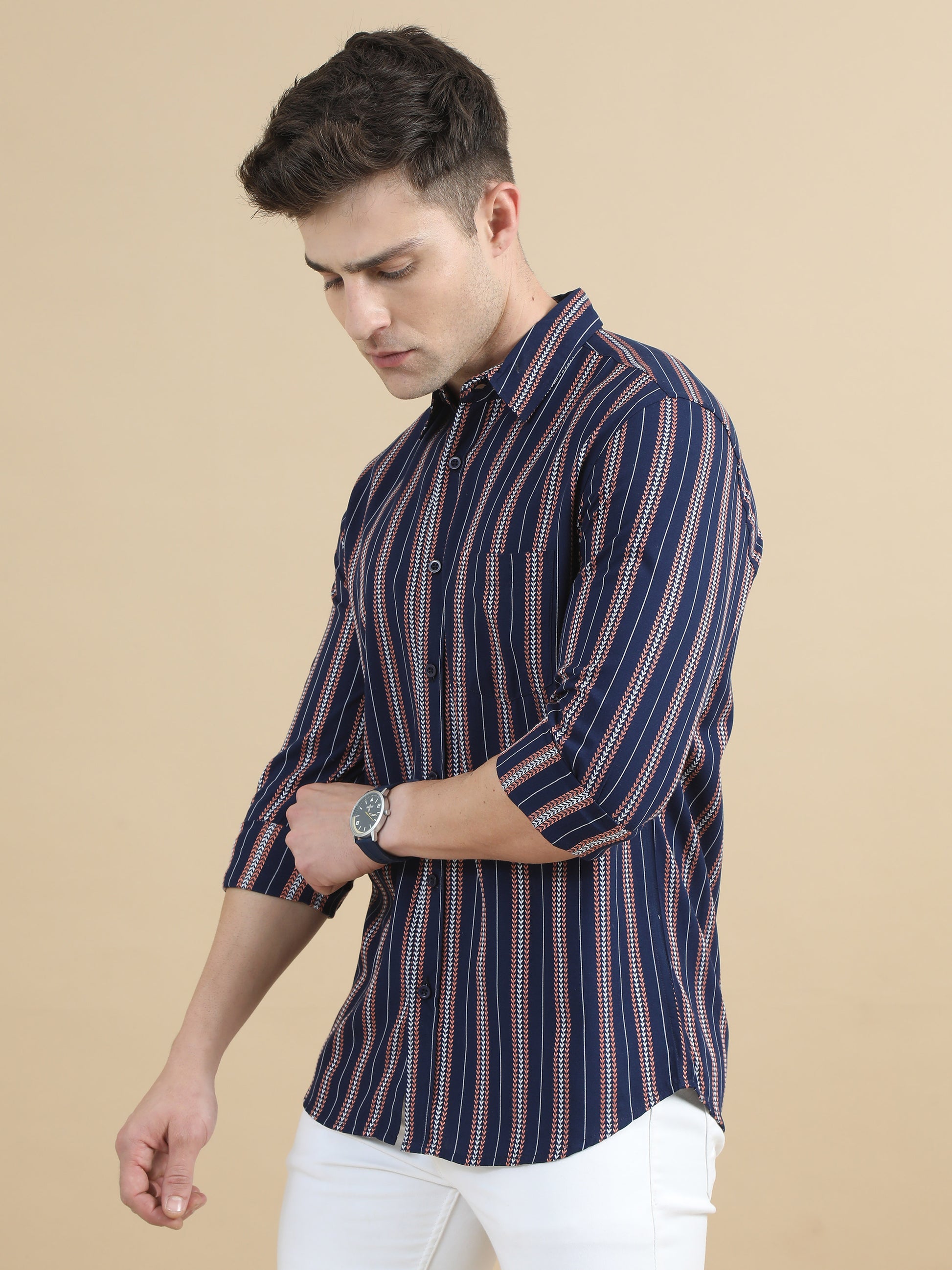  Navy Stripe Shirt For Men 