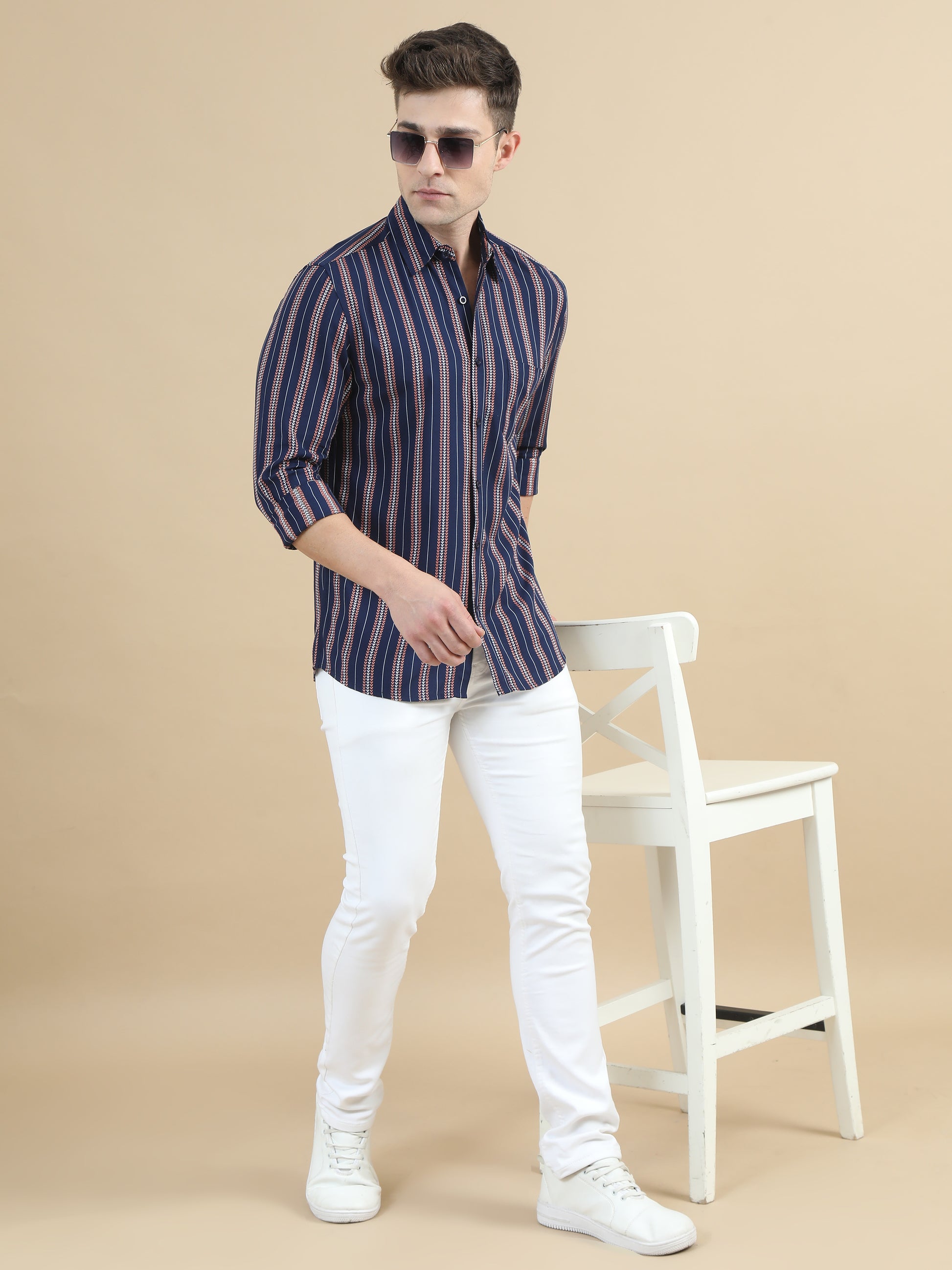  Navy Stripe Shirt For Men 