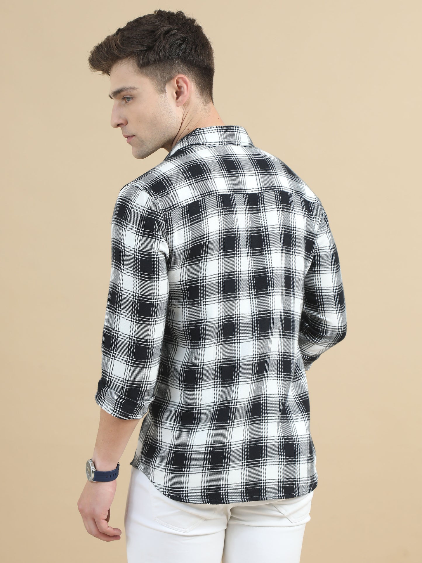 Black White Check Shirt For Men 