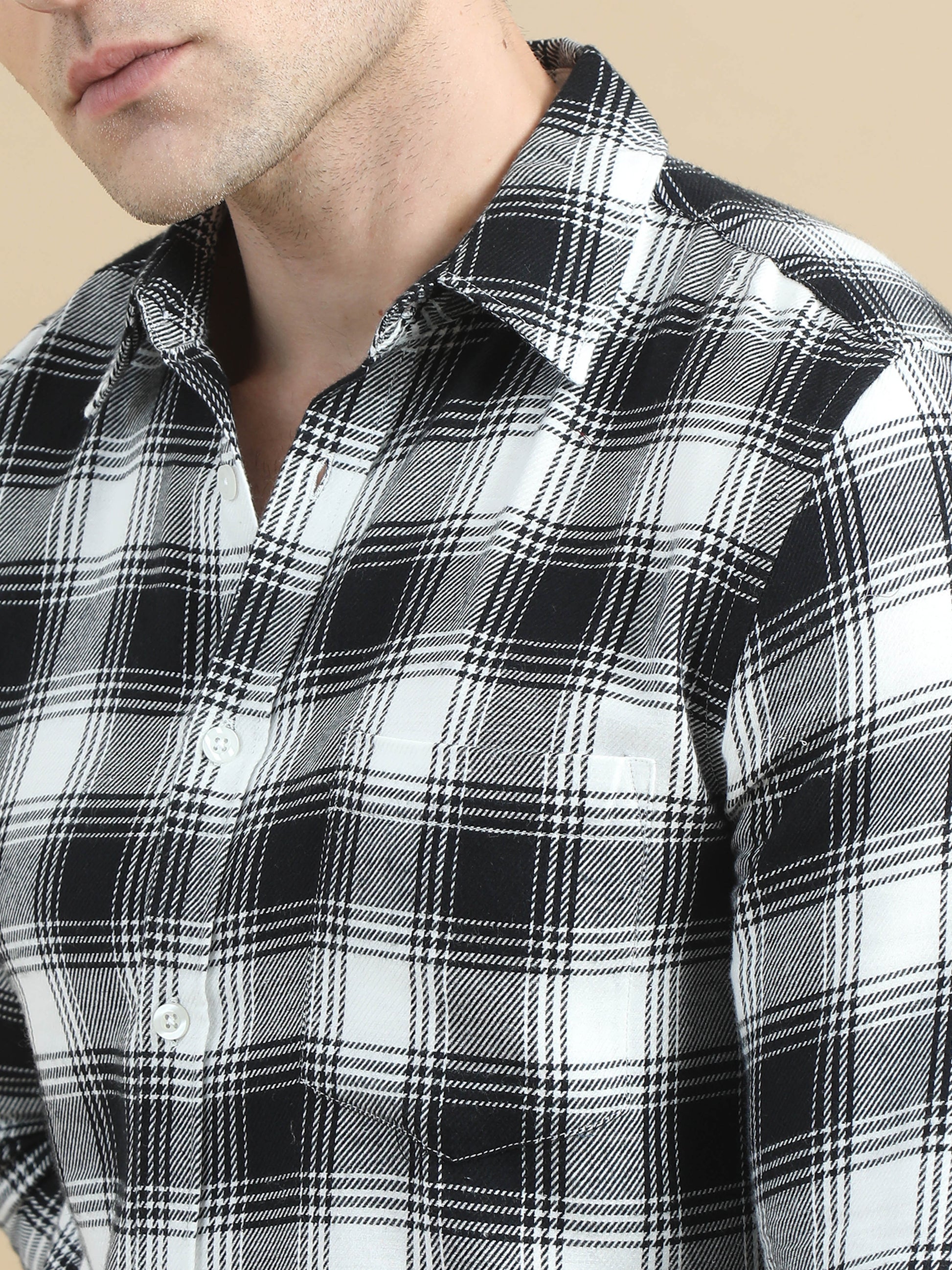 Black White Check Shirt For Men 