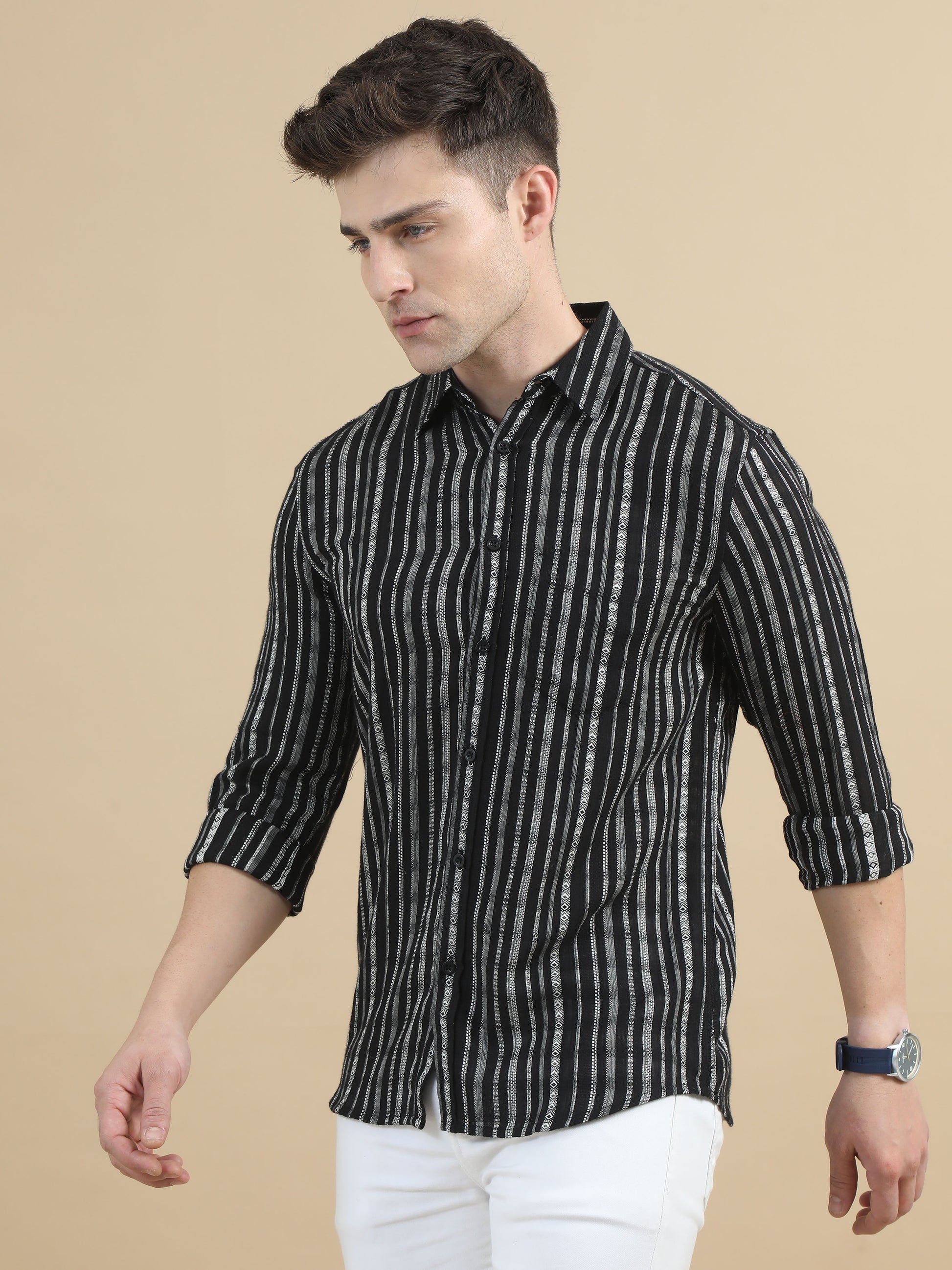 Black Stripe Shirt Men