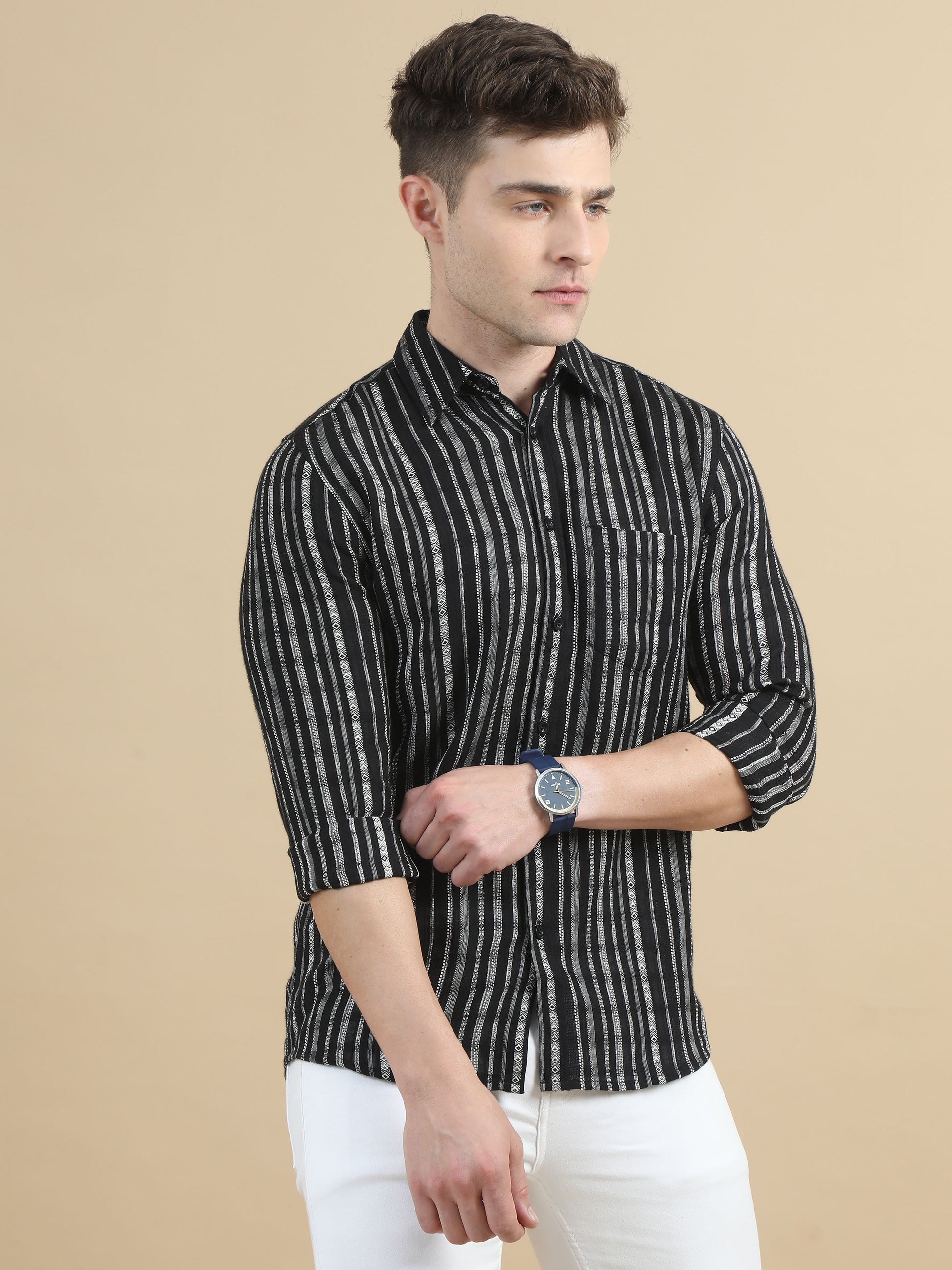 Black Stripe Shirt Men