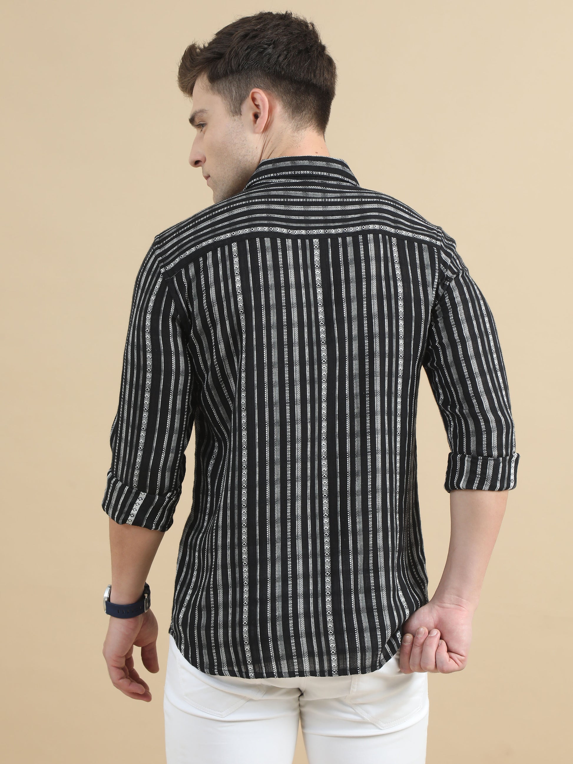 Black Stripe Shirt Men