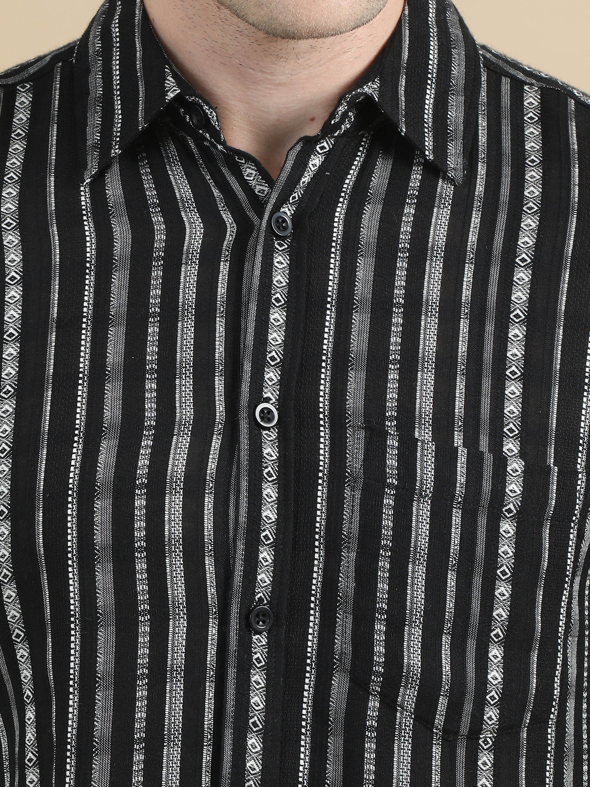 Black Stripe Shirt Men