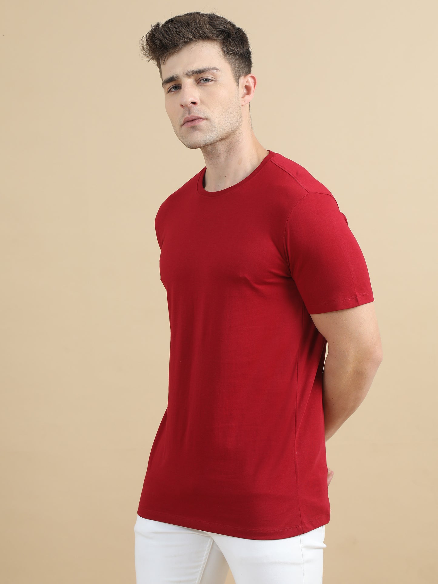 Crew Neck Red T-Shirt Men