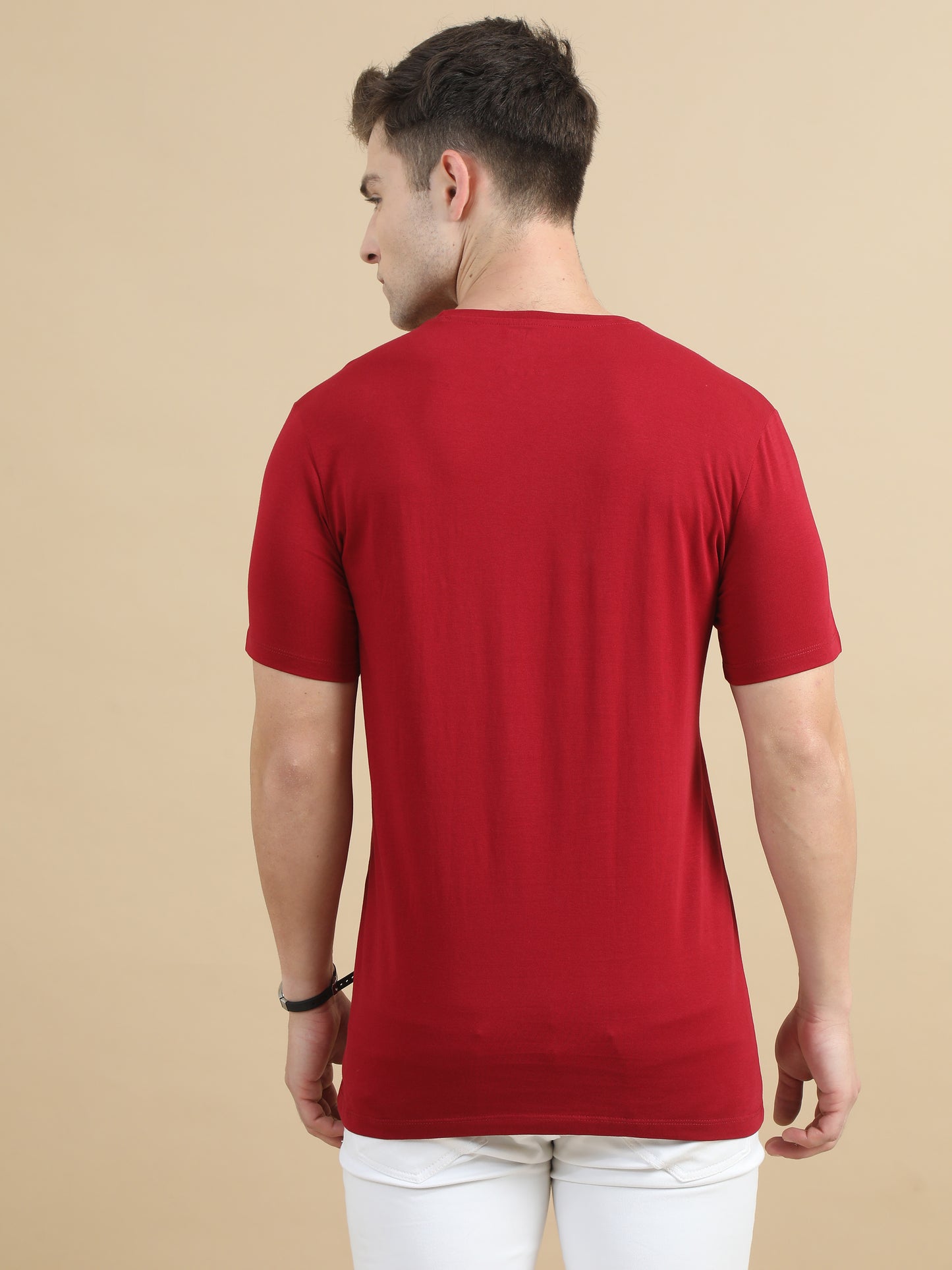 Crew Neck Red T-Shirt Men