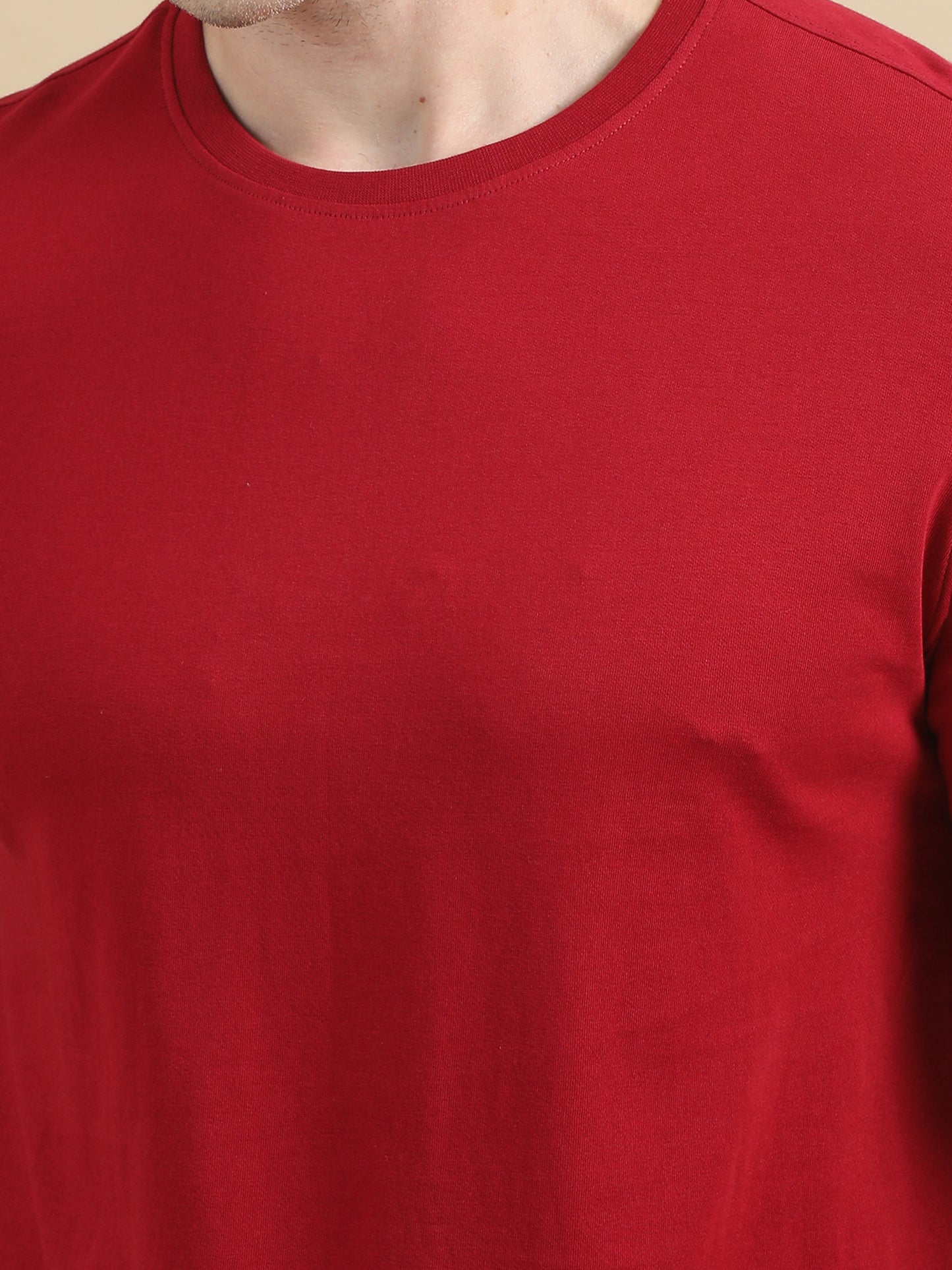 Crew Neck Red T-Shirt Men