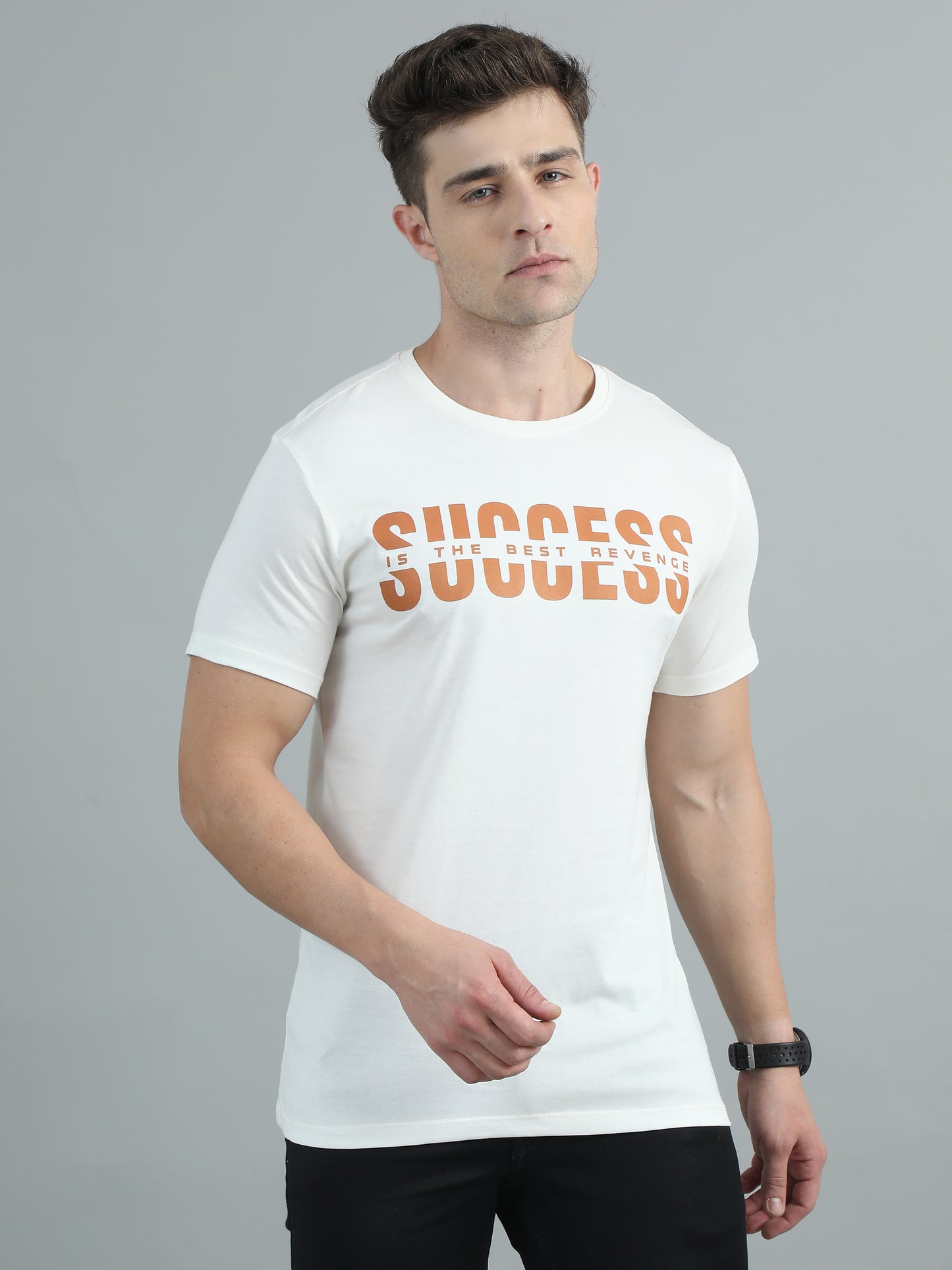 Success White Printed T Shirt For Men