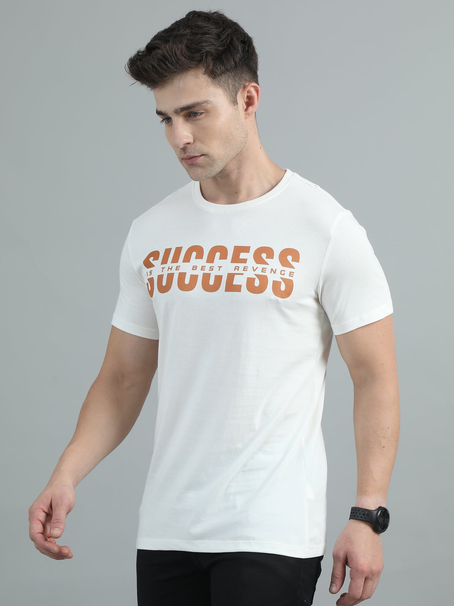 Success White Printed T Shirt For Men