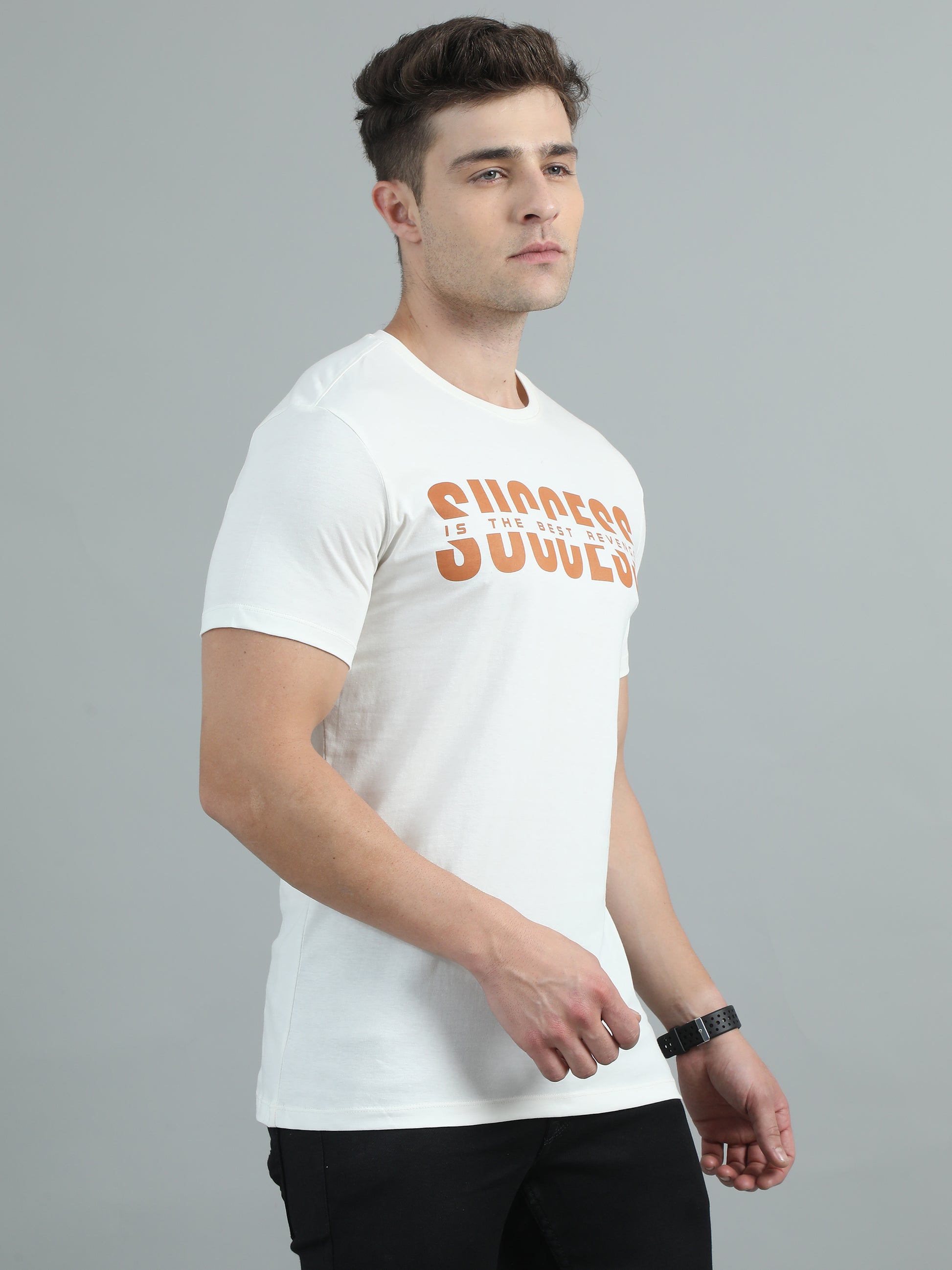 Success White Printed T Shirt For Men