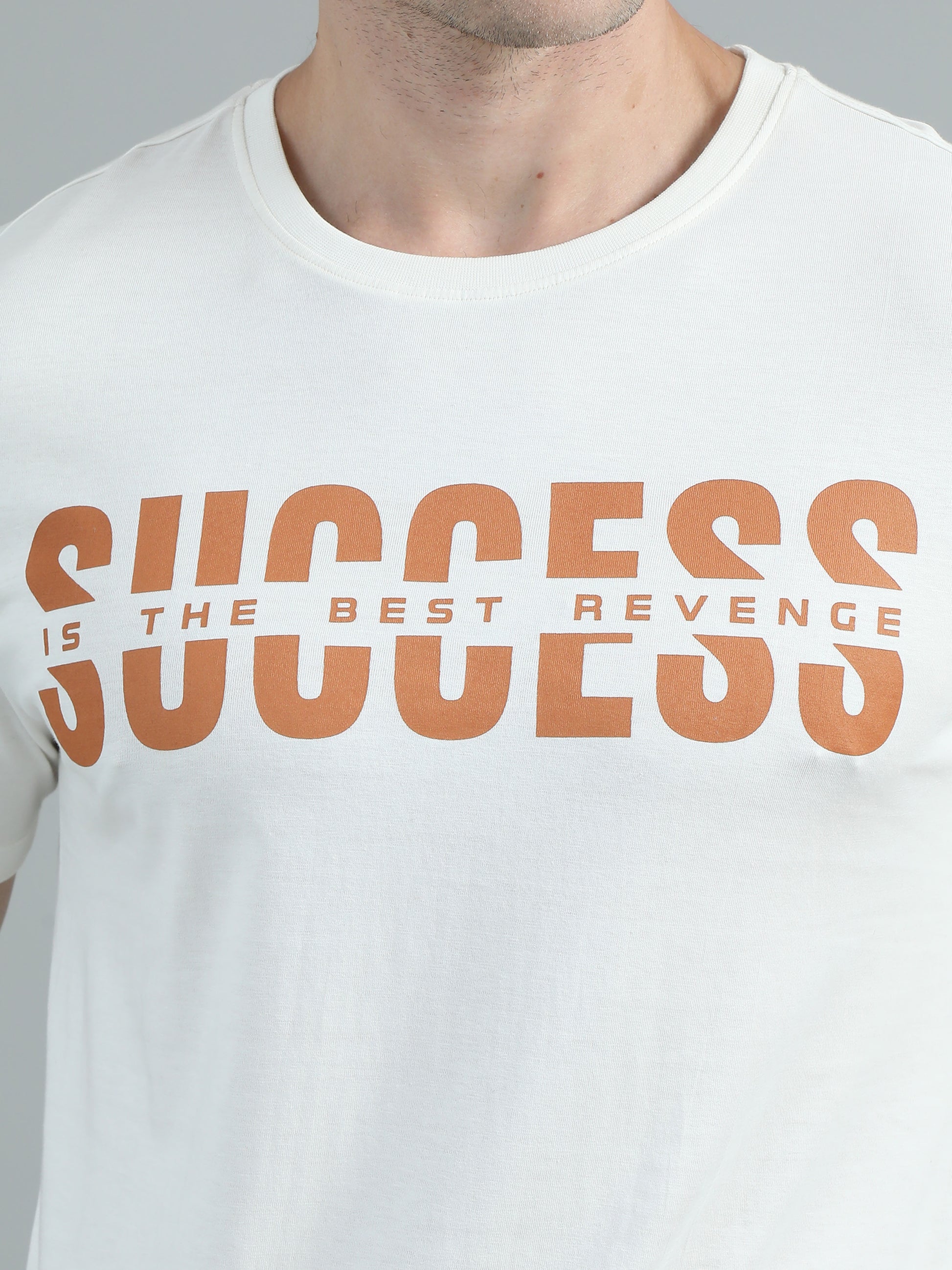 Success White Printed T Shirt For Men