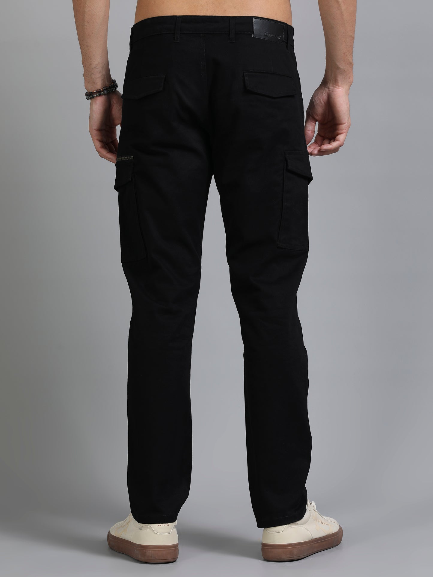 Cotton Lycra Shadow Lock Mens Black Cargos 