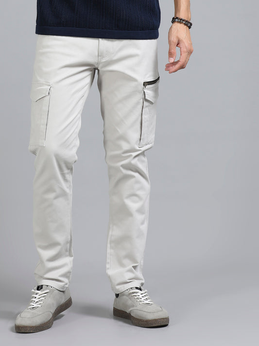 Cotton Lycra Beige Cargo Pants