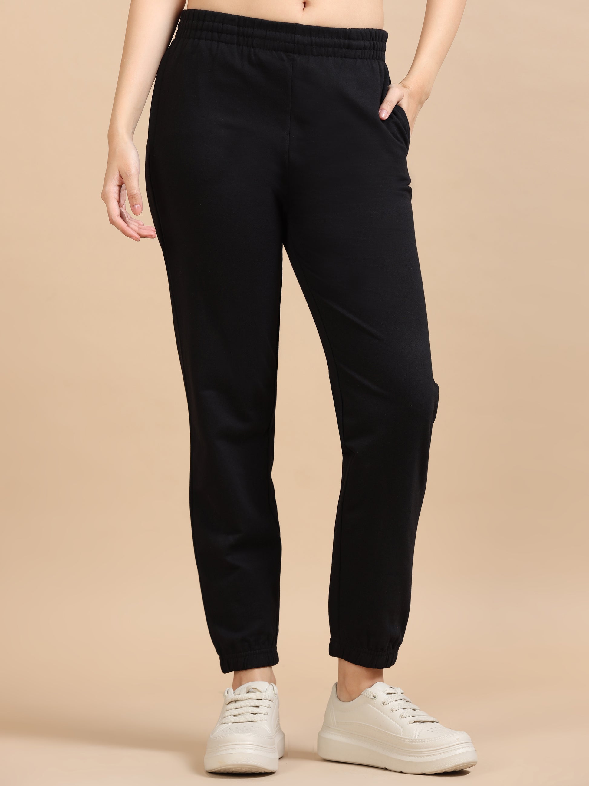  Tapered Fit Women Black Jogger