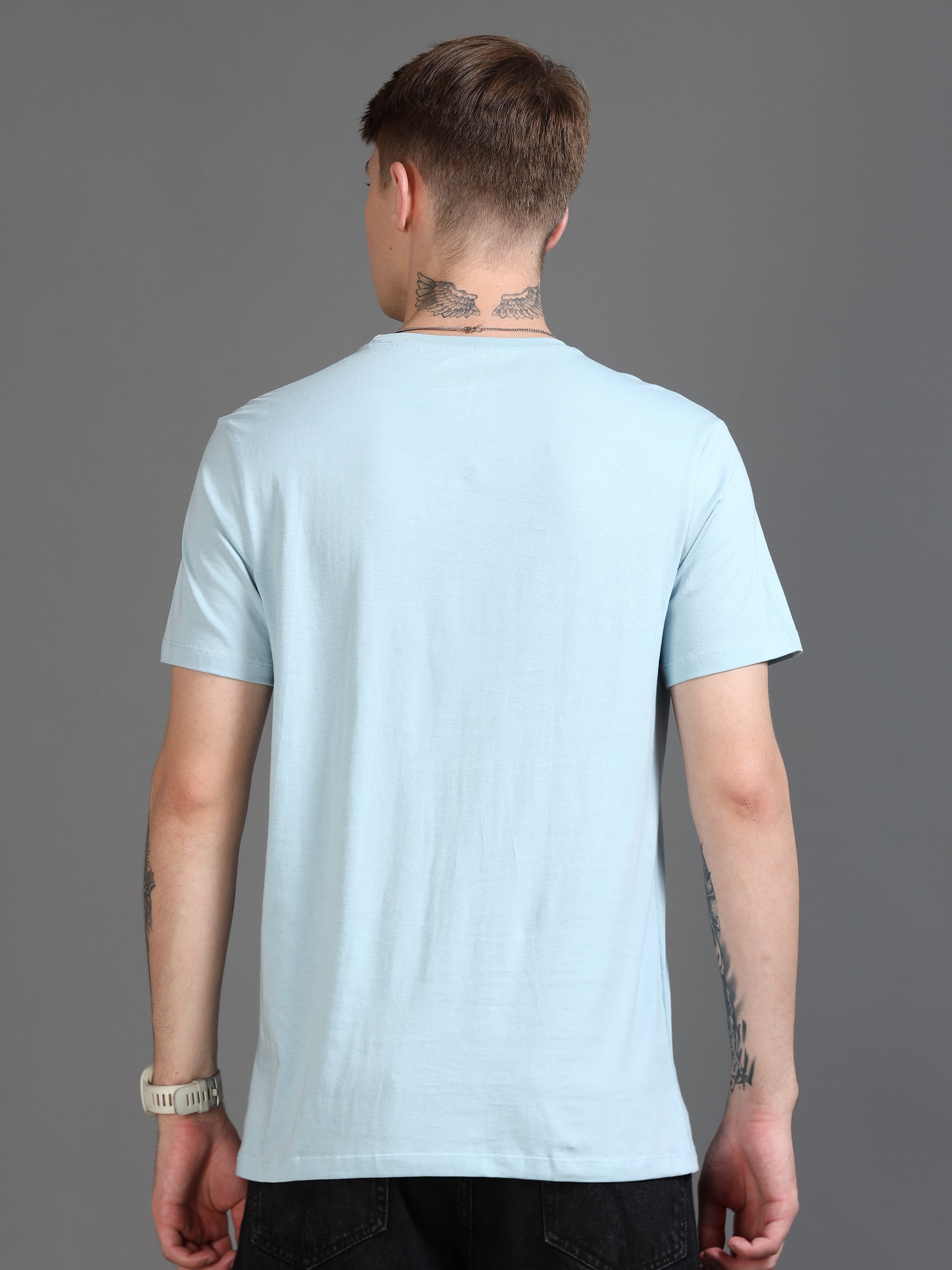  Crew Neck Sky Blue T-Shirt Men