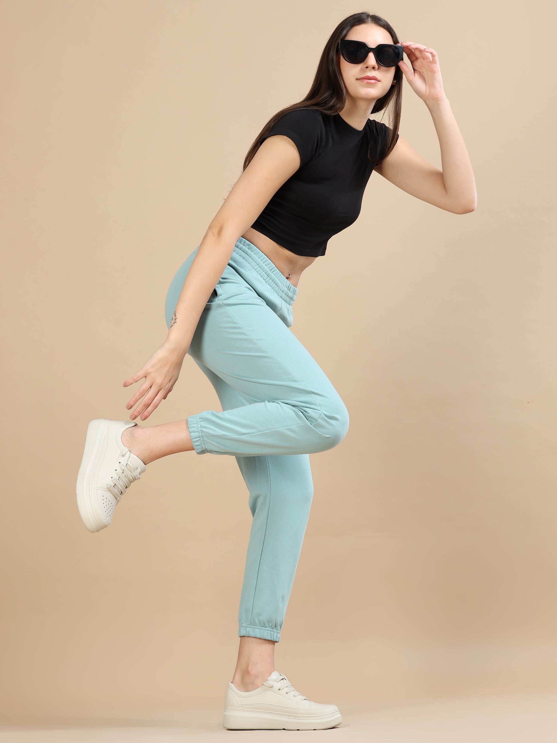 Slim Fit Light Blue Womens Joggers