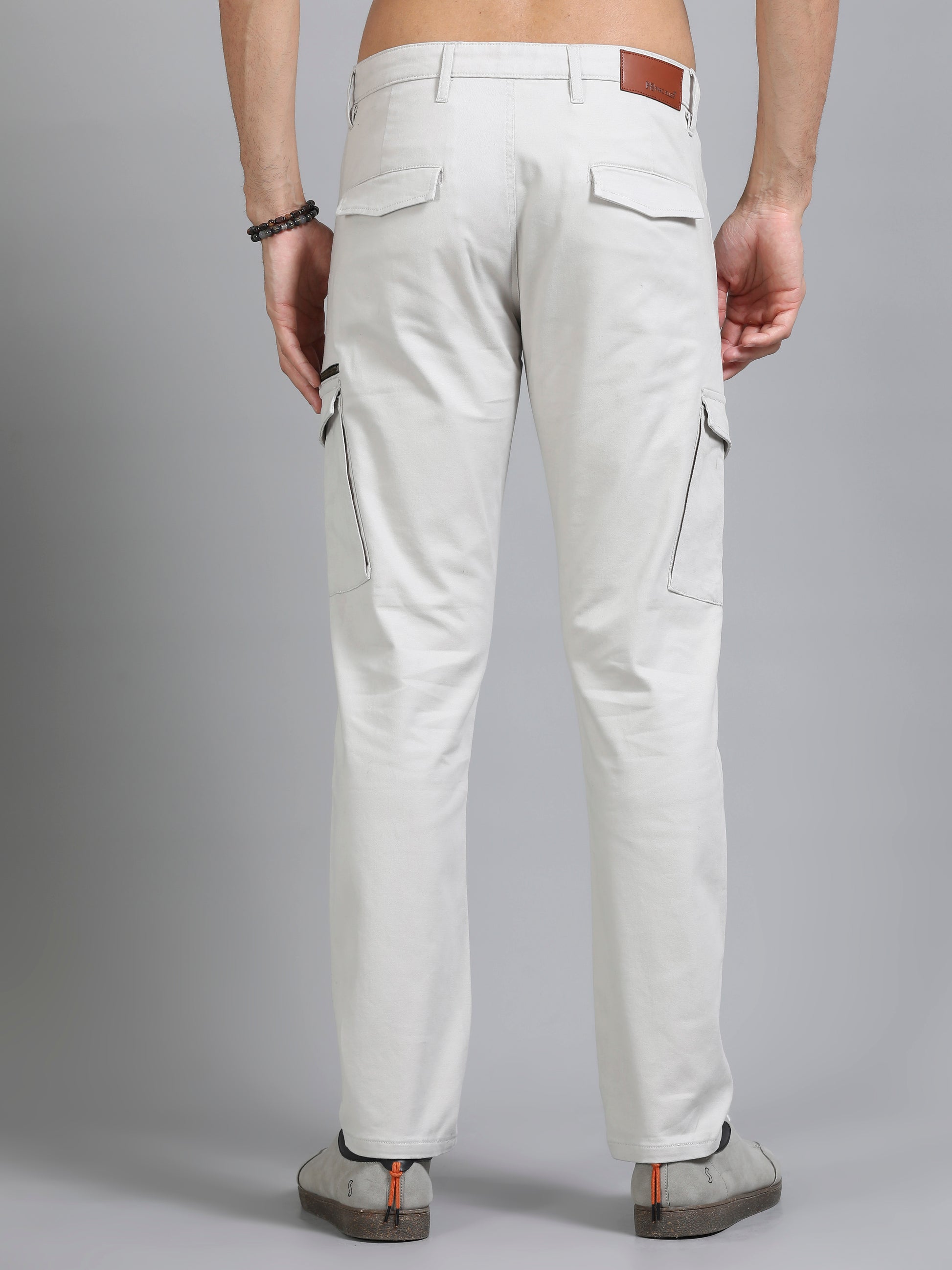 Cotton Lycra Beige Cargo Pants