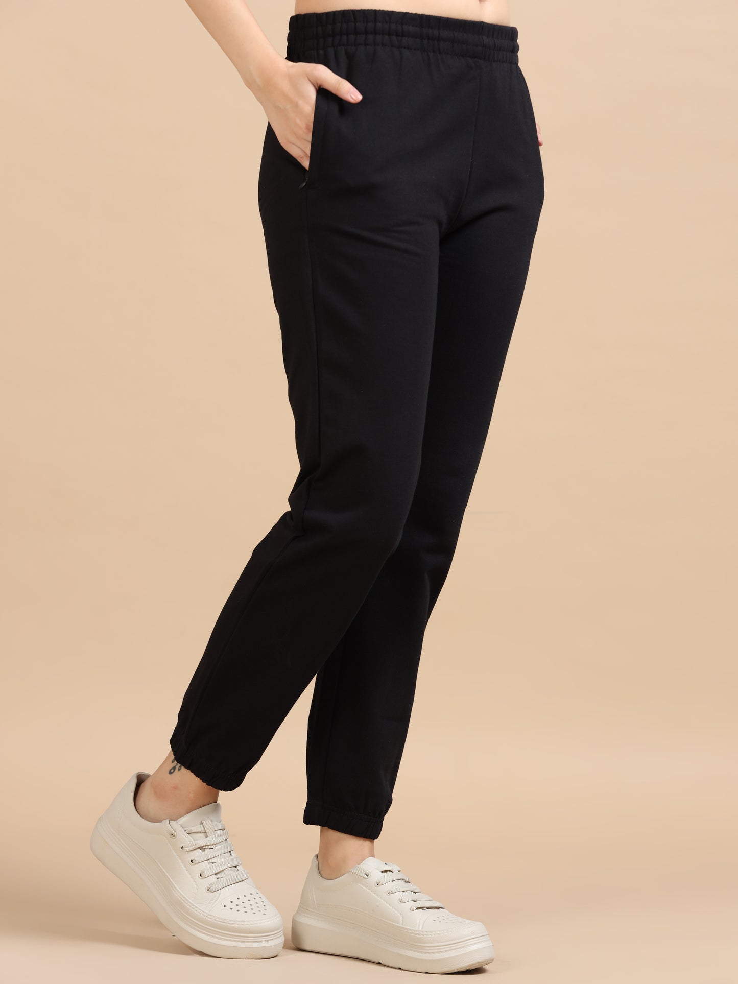  Tapered Fit Women Black Jogger