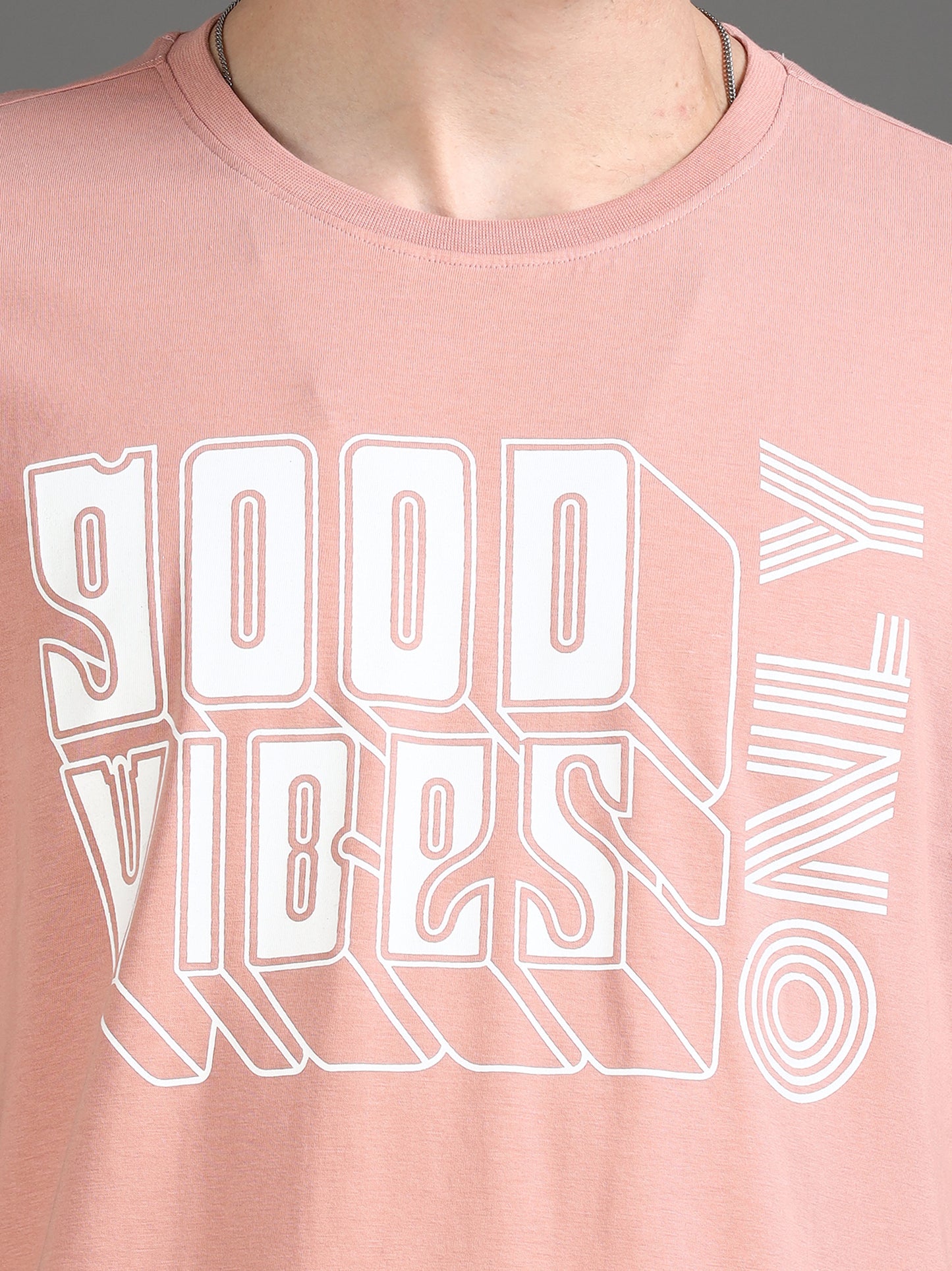  Good Vibes pink t shirt mens