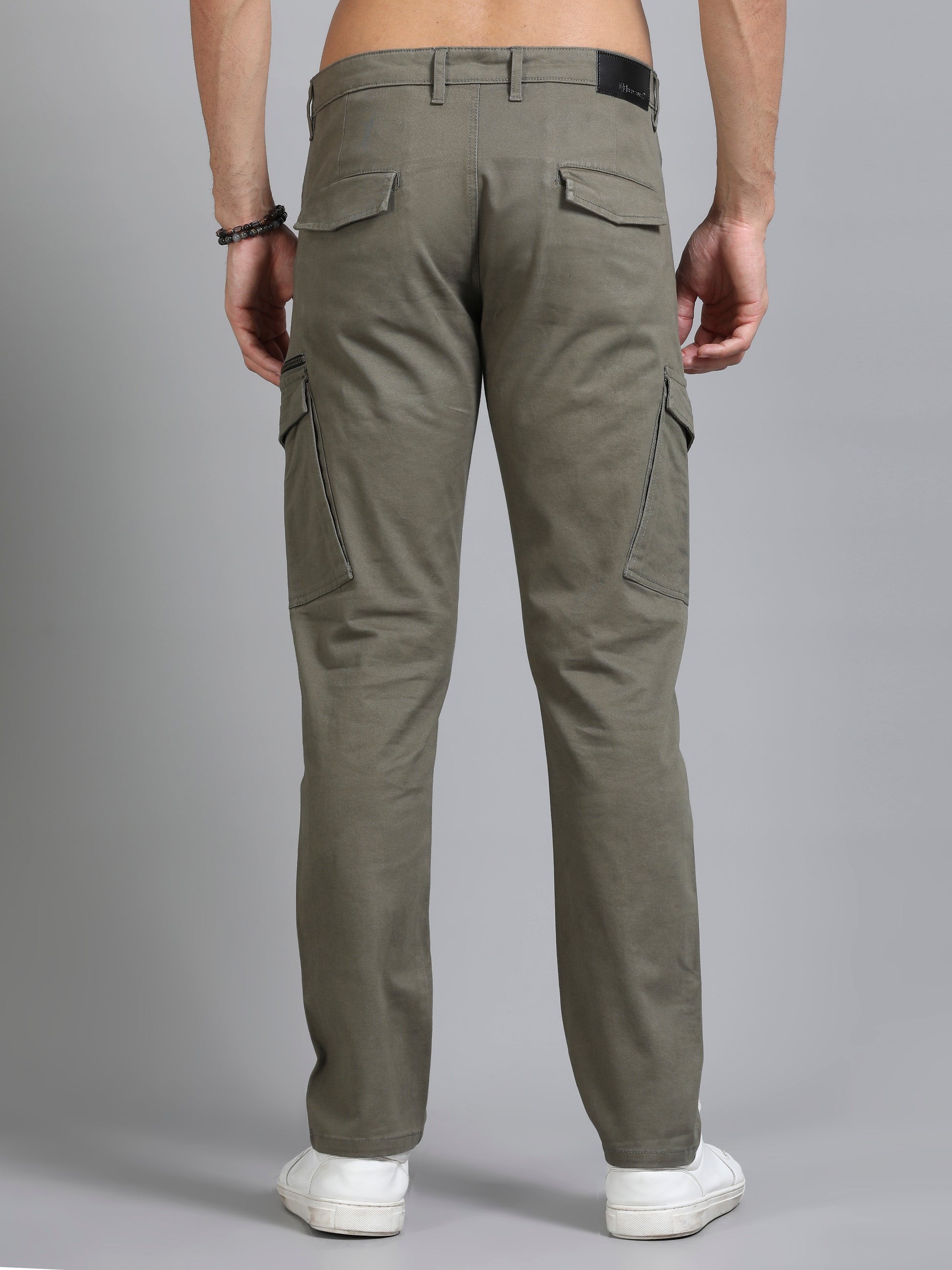 Cotton Lycra Mens Olive Green Cargo Pants