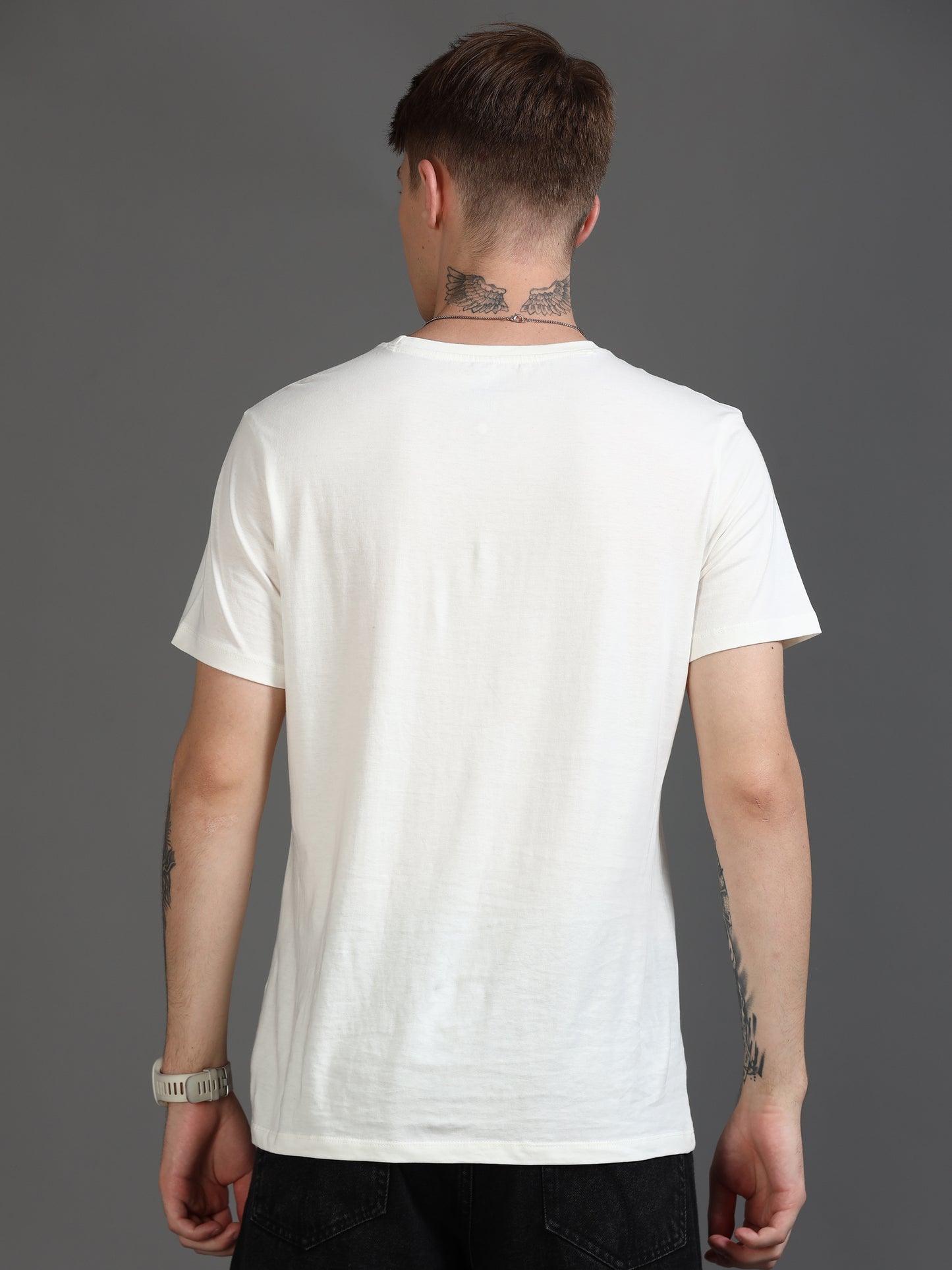 Crew Neck White t Shirt for Men 