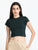 Women Crew Neck Crop Tee - Dark Green