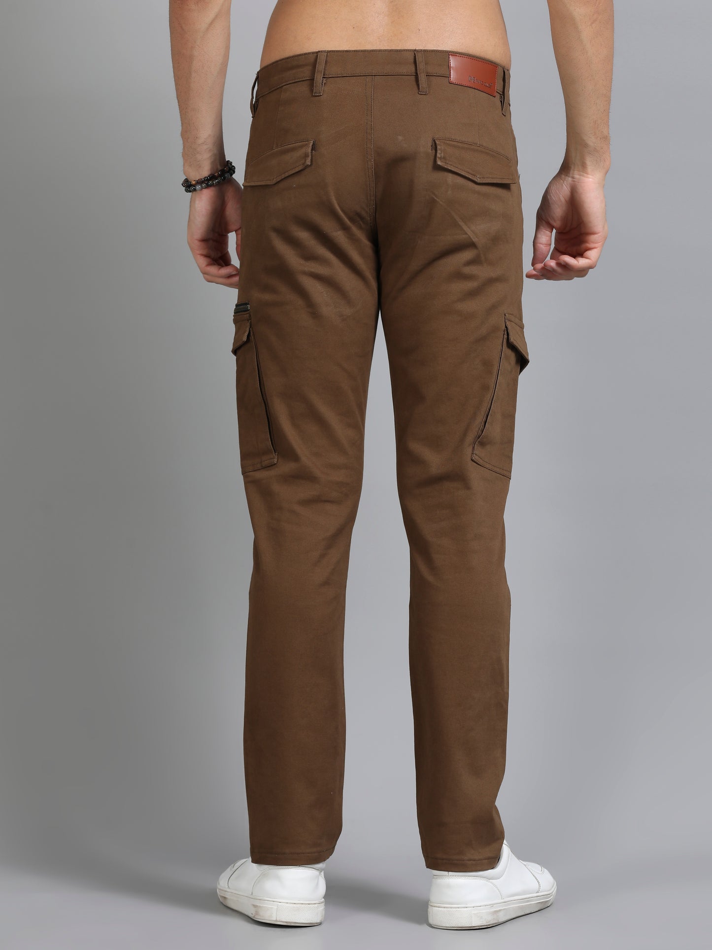 Cotton Lycra Mens Coffee Brown Cargo Pants