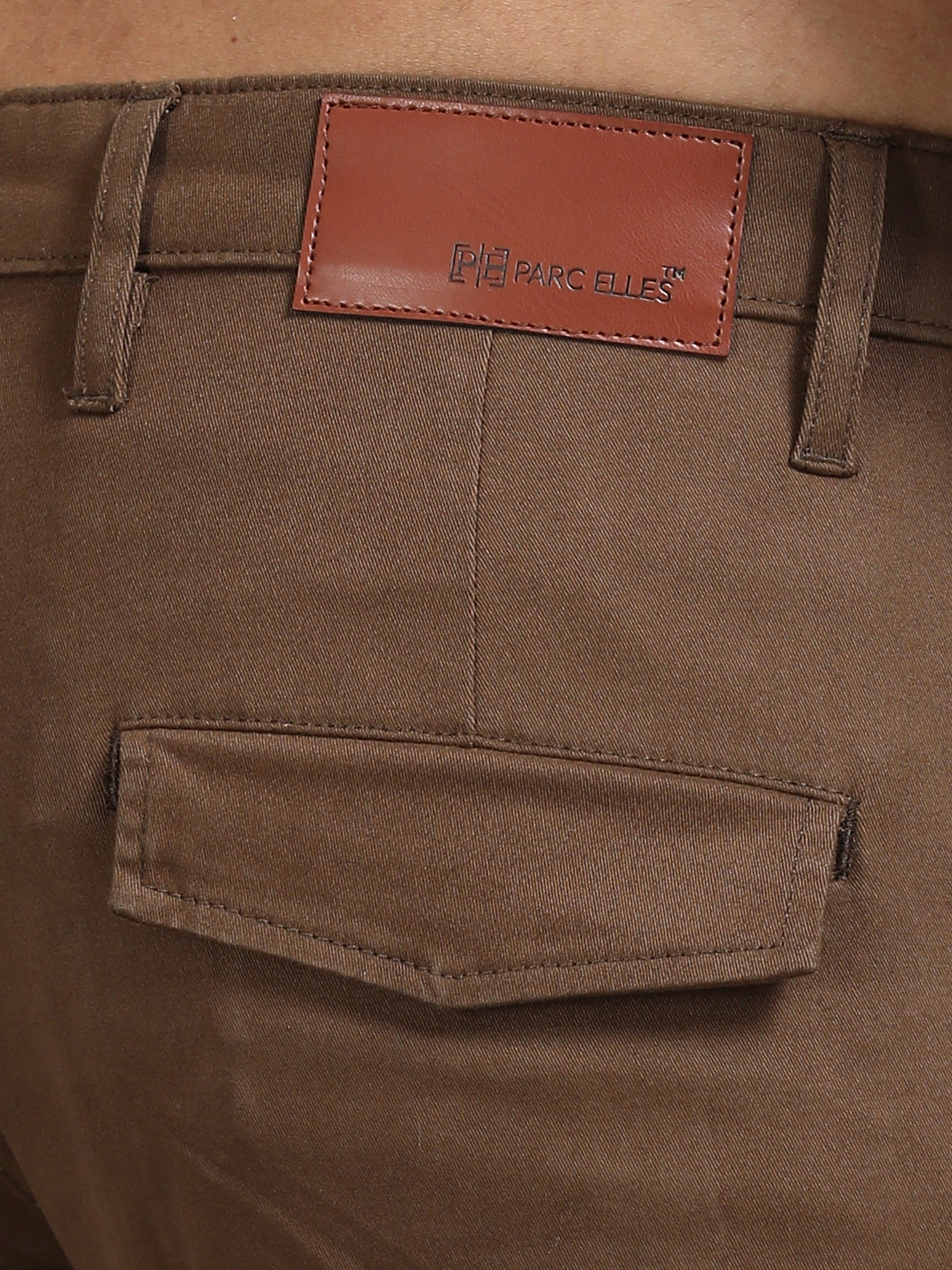 Cotton Lycra Mens Coffee Brown Cargo Pants