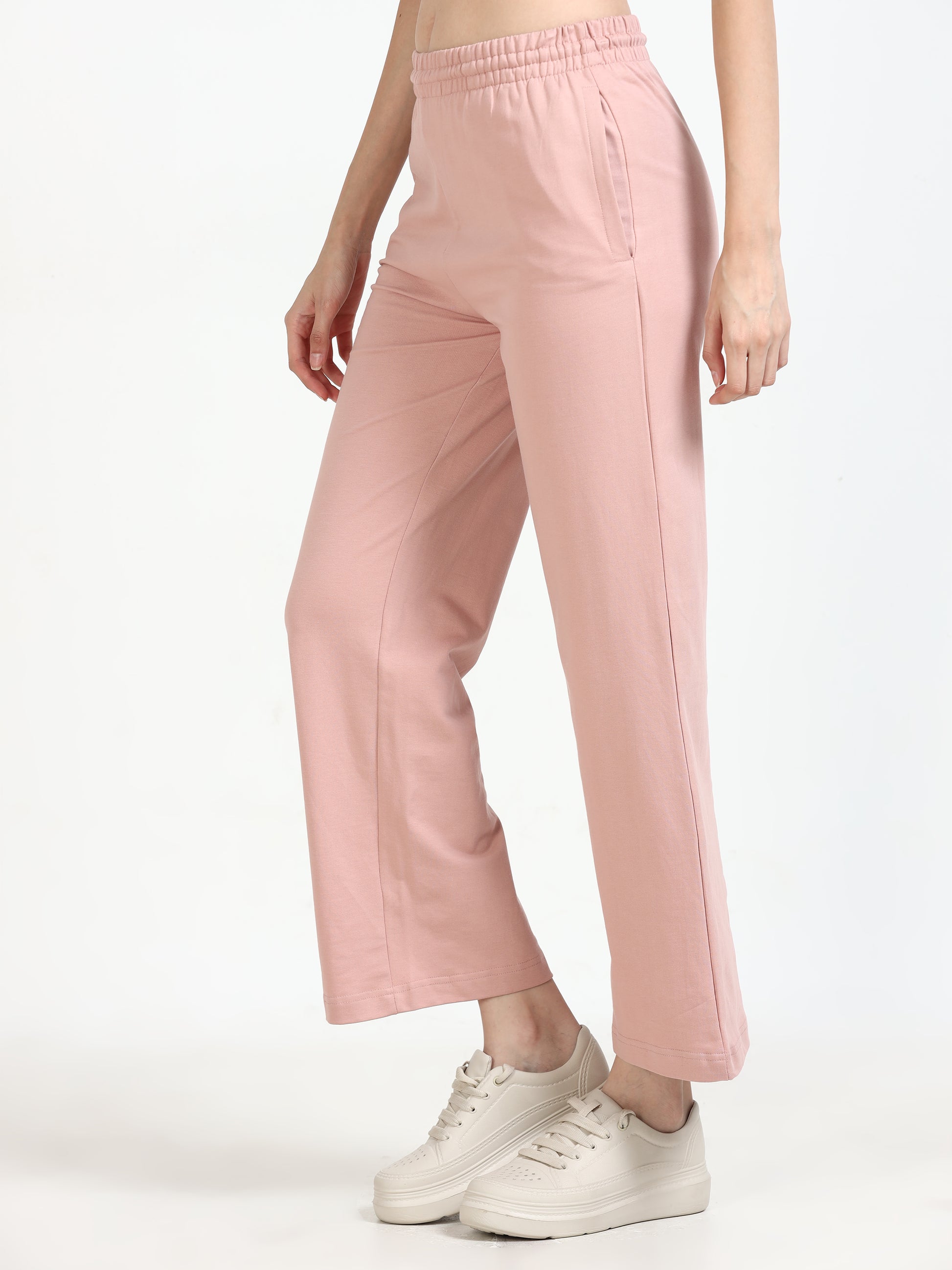 Women High Waist Pink Bell Bottoms 