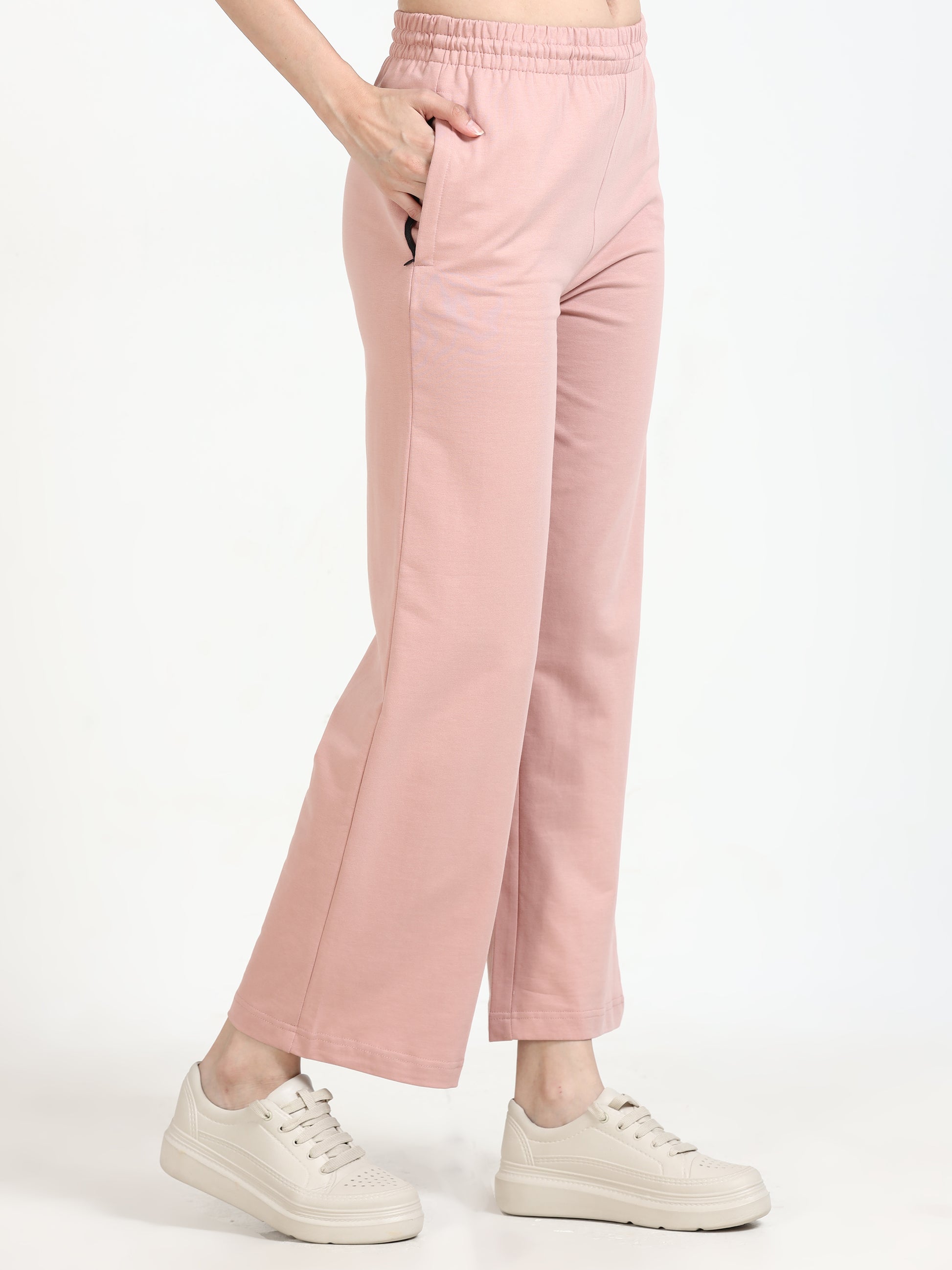 Women High Waist Pink Bell Bottoms 