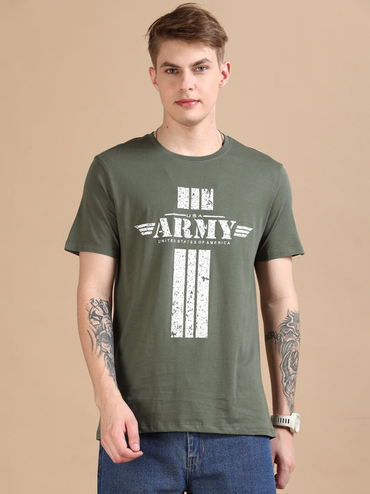 Printed Army t shirt for men