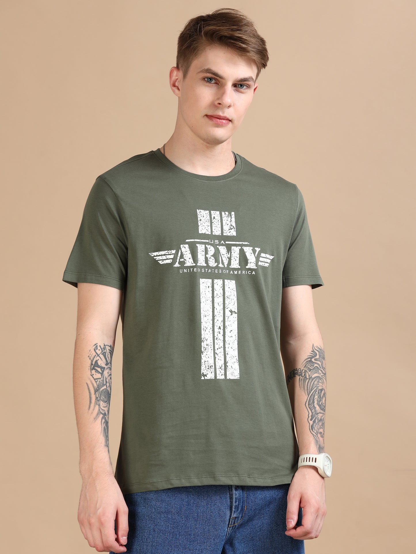 Printed Army t shirt for men