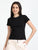 Women Crew Neck Solid Tee - Jet Black