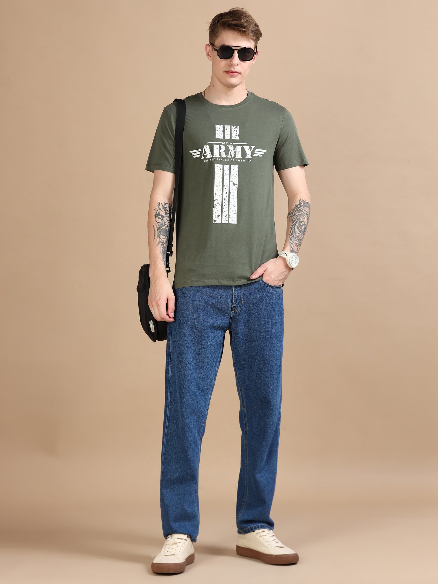 Printed Army t shirt for men