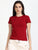 Women Crew Neck Solid Tee - Red