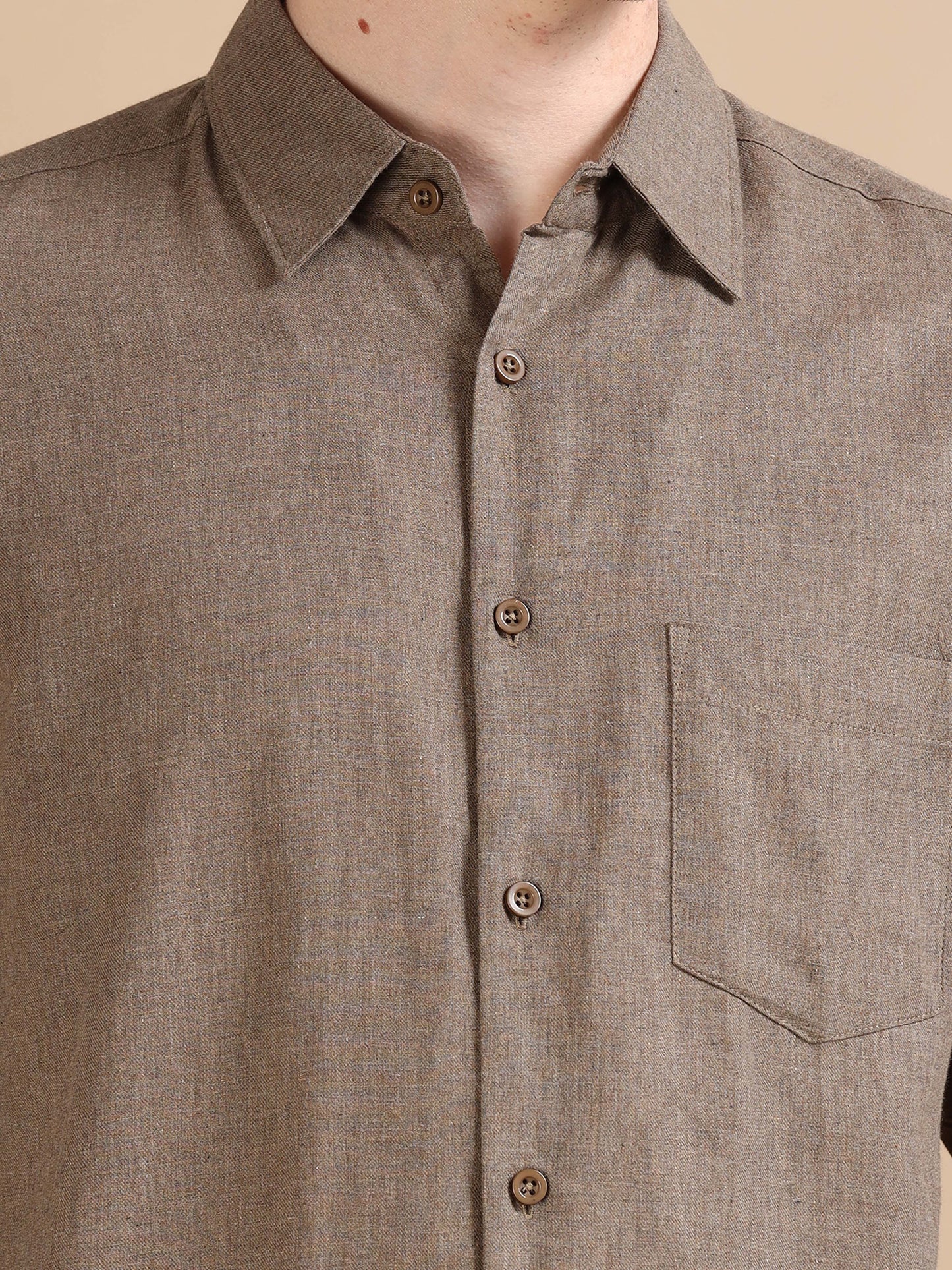 Classic Grey Brown Solid Shirt For Men 