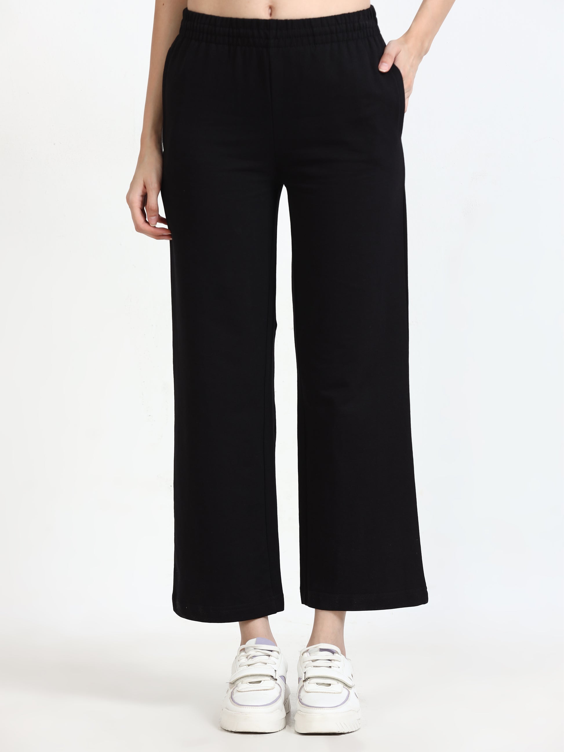 Women High Waist Black Flared Pant