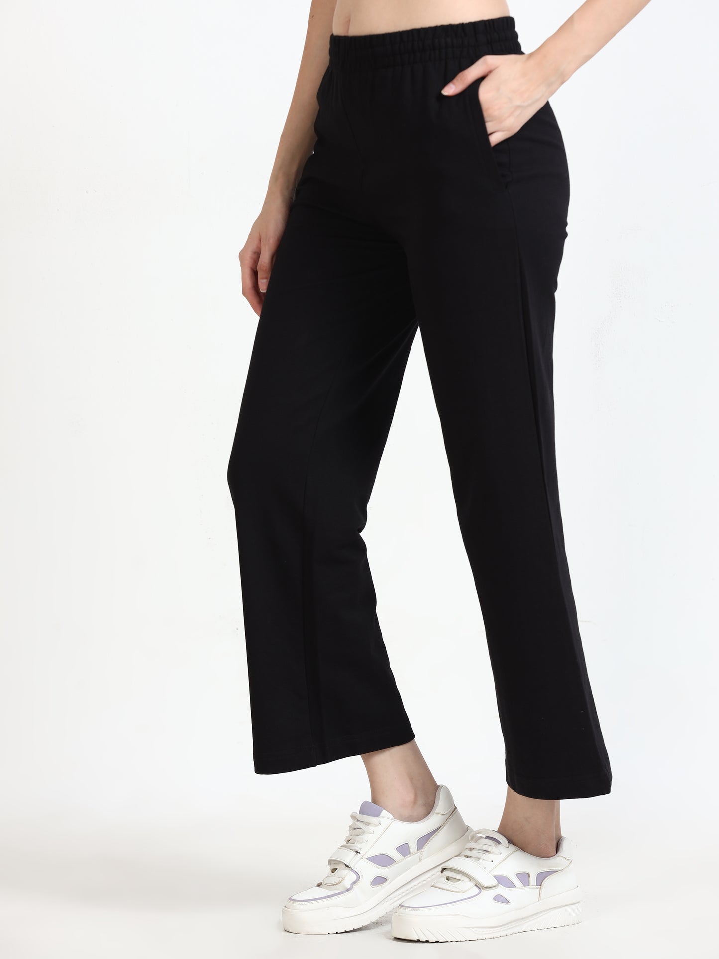 Women High Waist Black Flared Pant