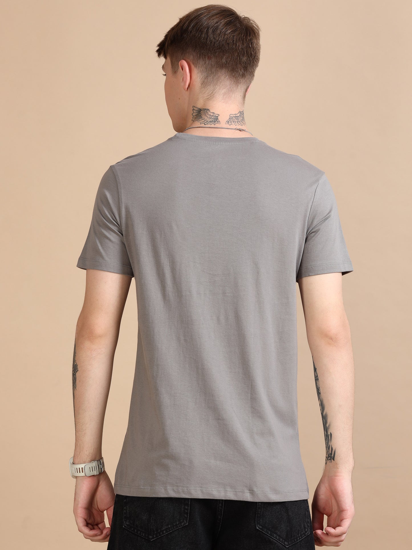 Crew Neck Grey T-Shirt Men 